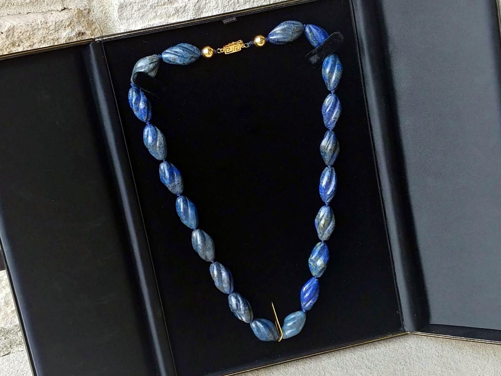 Antique Carved Lapis Lazuli Necklace 2
