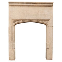 Antique Carved Limestone Fireplace Mantel