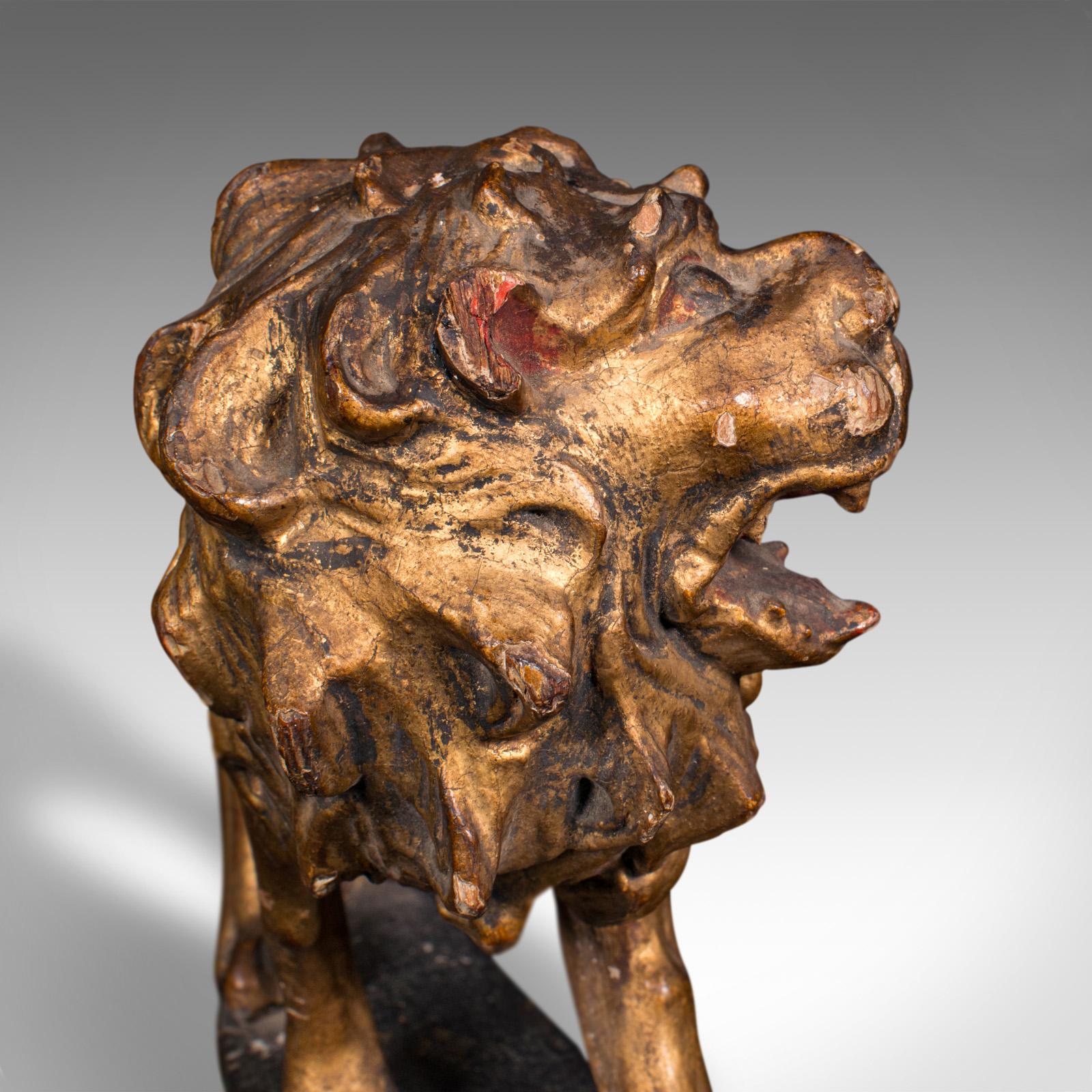 Antique Carved Lion Figure, English, Giltwood, Decorative Ornament, Mid Georgian For Sale 5