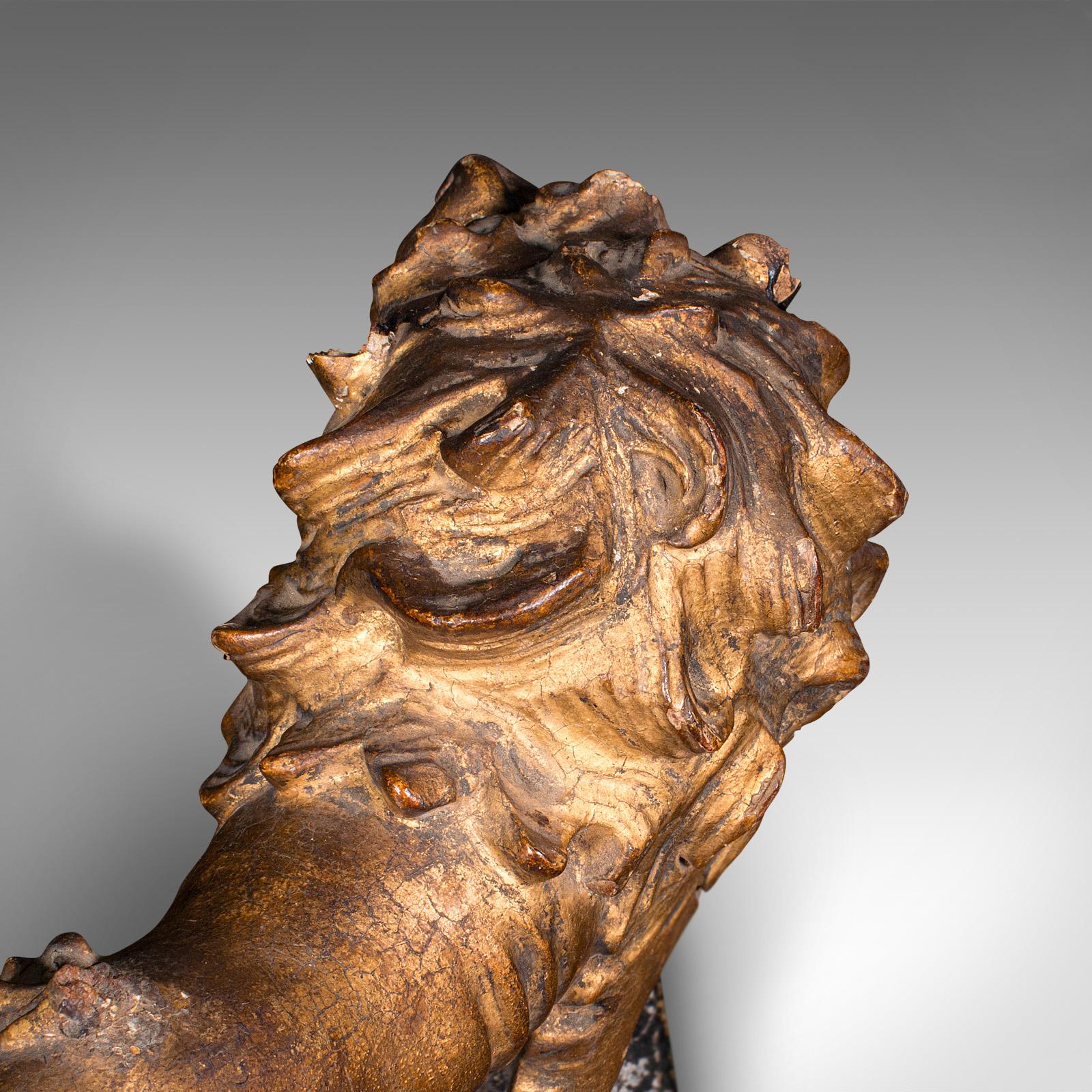 Antique Carved Lion Figure, English, Giltwood, Decorative Ornament, Mid Georgian For Sale 2