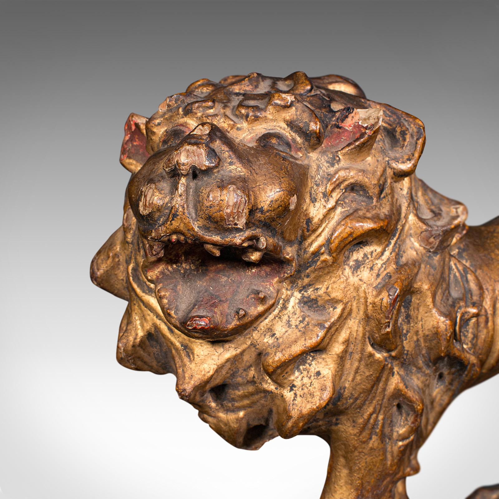 Antique Carved Lion Figure, English, Giltwood, Decorative Ornament, Mid Georgian For Sale 3