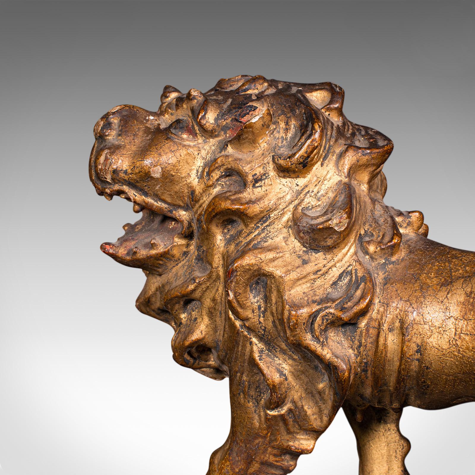 Antique Carved Lion Figure, English, Giltwood, Decorative Ornament, Mid Georgian For Sale 4