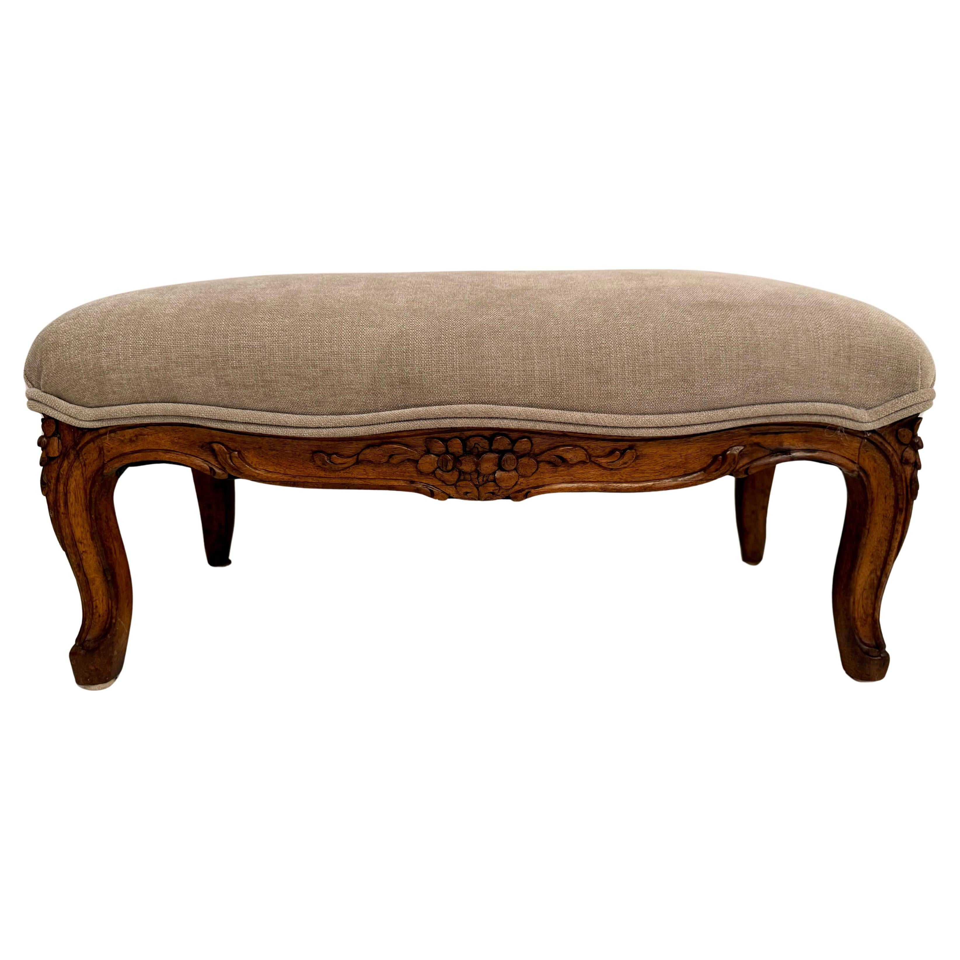 Antique Carved Louis XV Walnut Footstool