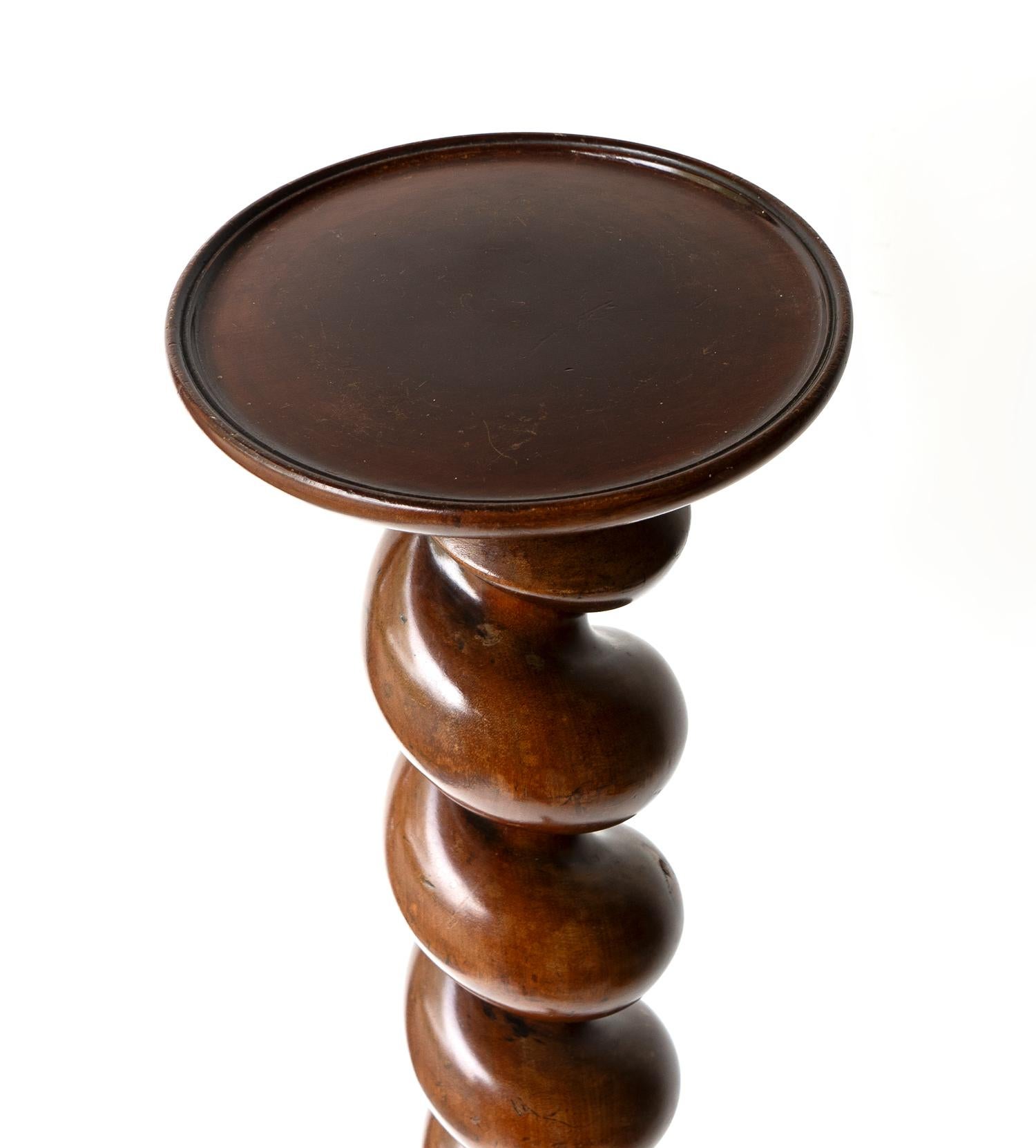 Antique Carved Mahogany Barley Twist Column Torchere, 19th Century Plant Stand For Sale 3