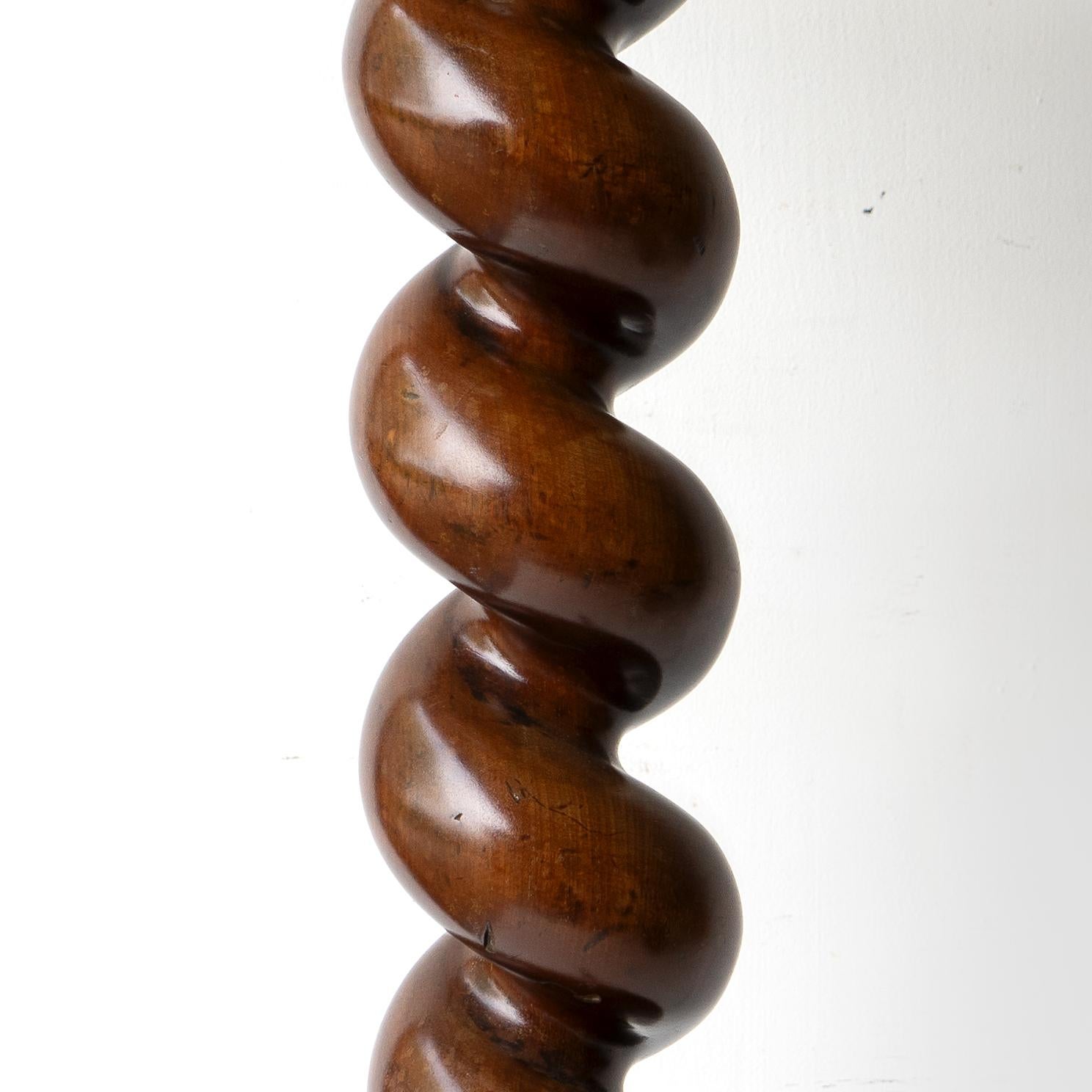 Antique Carved Mahogany Barley Twist Column Torchere, 19th Century Plant Stand For Sale 8