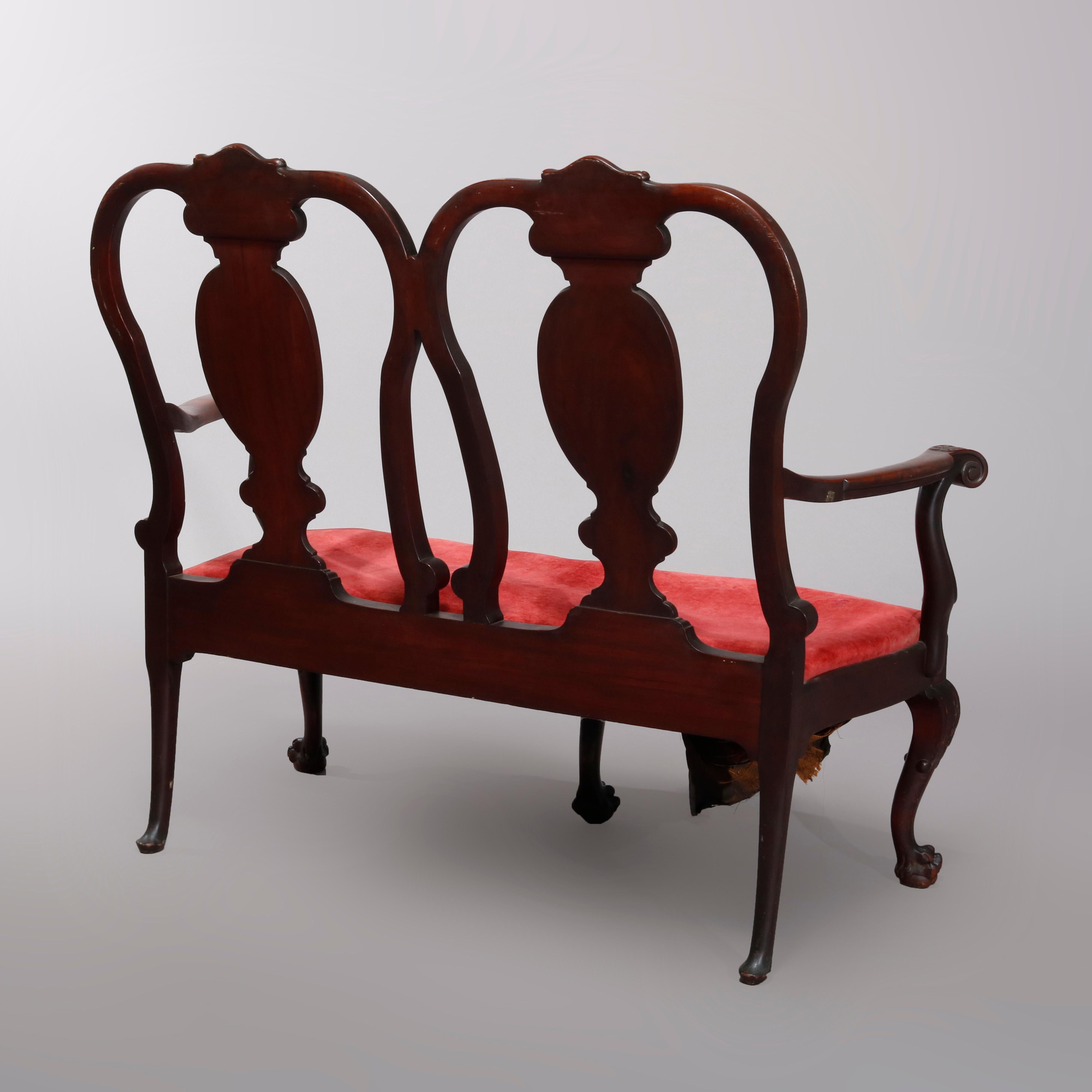 Antike geschnitzte Chippendale-Doppelsitze aus Mahagoni, um 1900 (Englisch) im Angebot