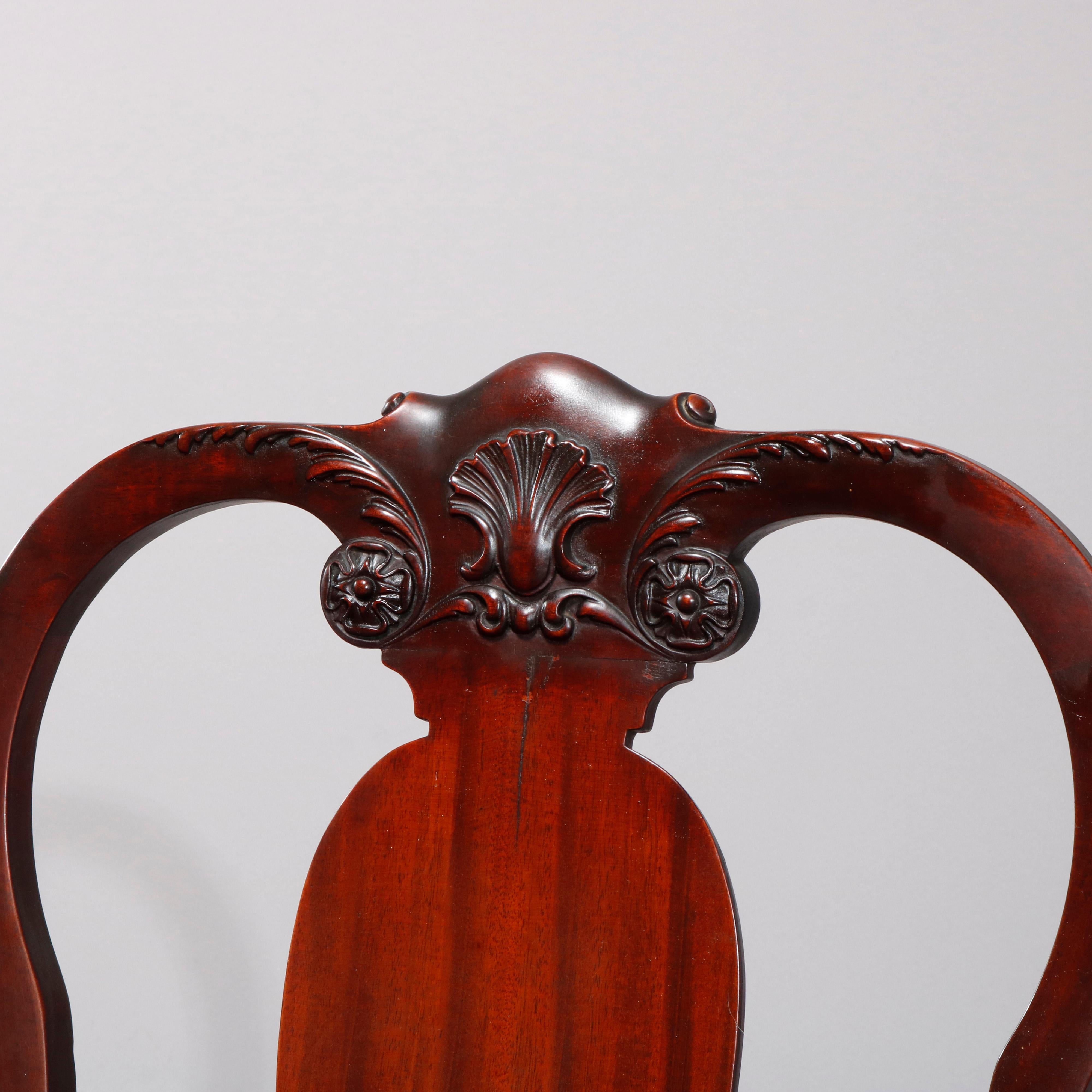Antike geschnitzte Chippendale-Doppelsitze aus Mahagoni, um 1900 (20. Jahrhundert) im Angebot