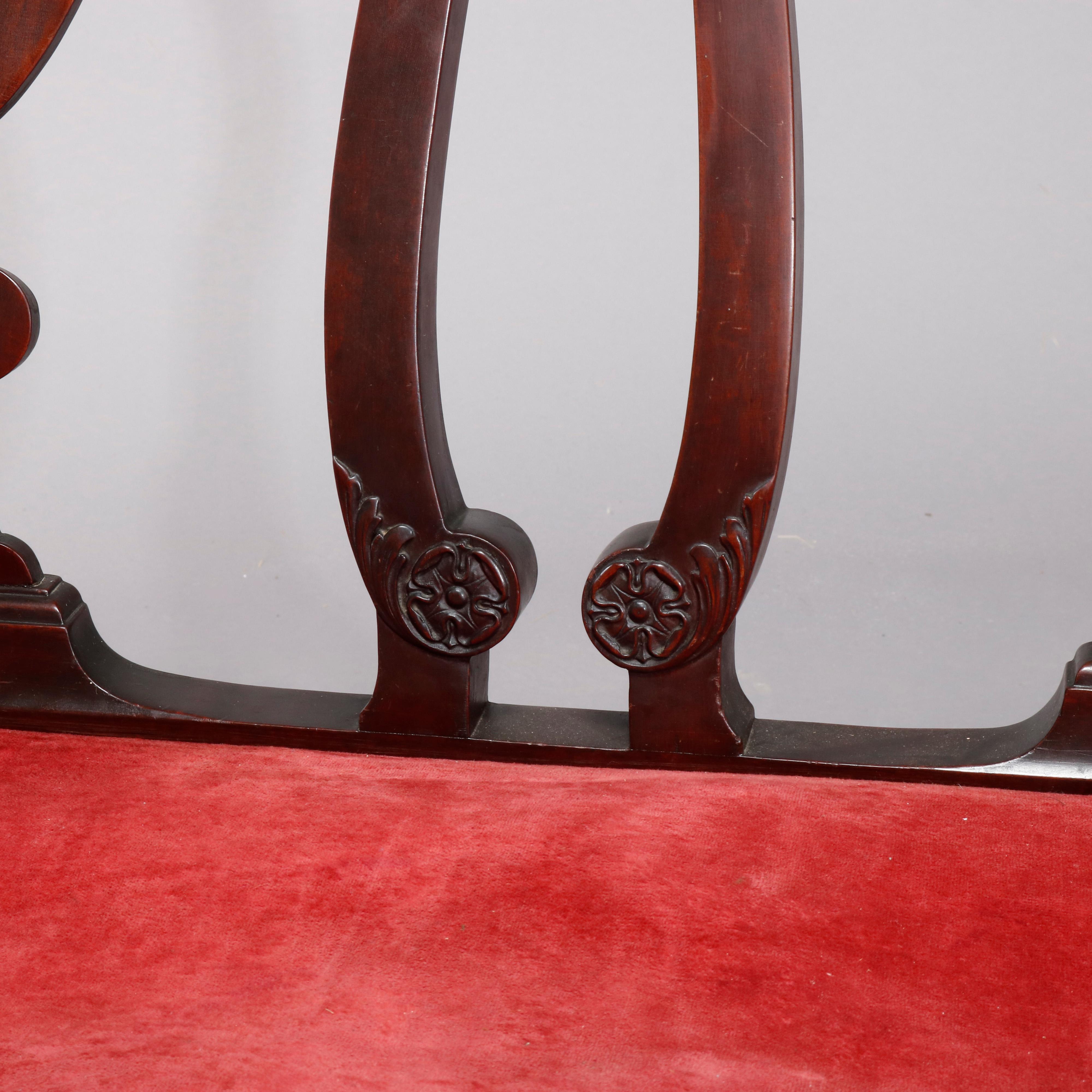 Antique Carved Mahogany Chippendale Double Settee, circa 1900 For Sale 1
