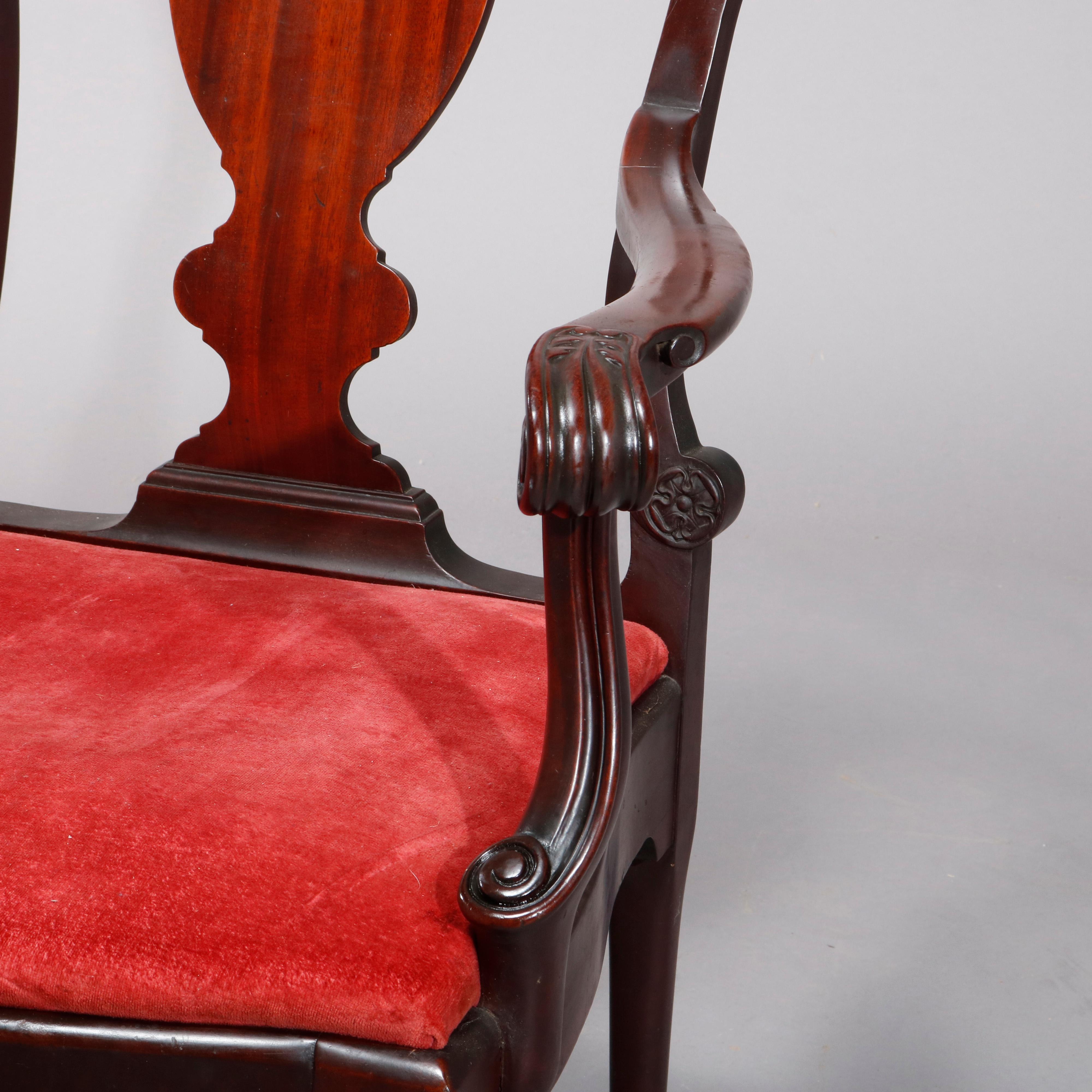 Antike geschnitzte Chippendale-Doppelsitze aus Mahagoni, um 1900 im Angebot 2