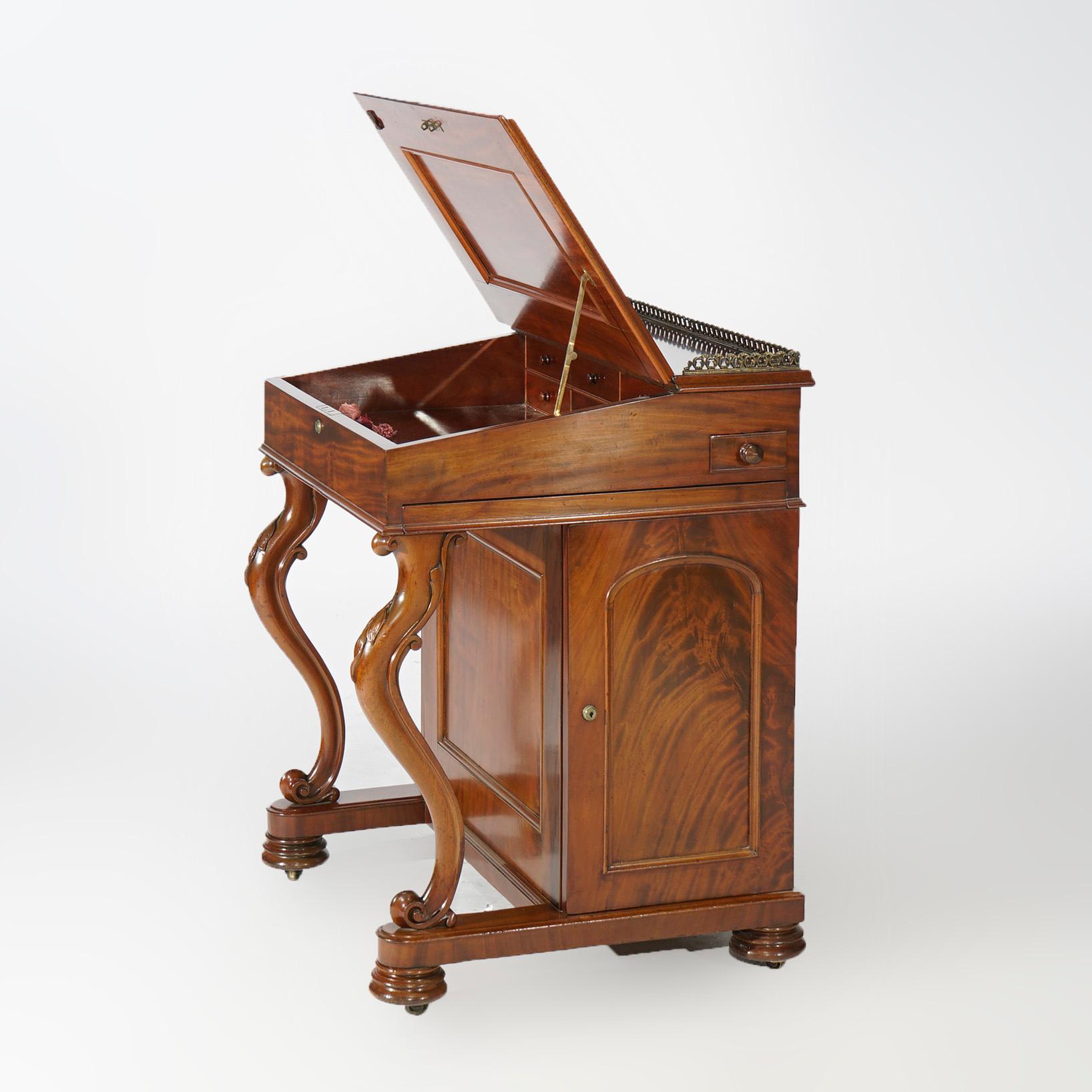 Antique Carved Mahogany Davenport Desk Circa 1890 1