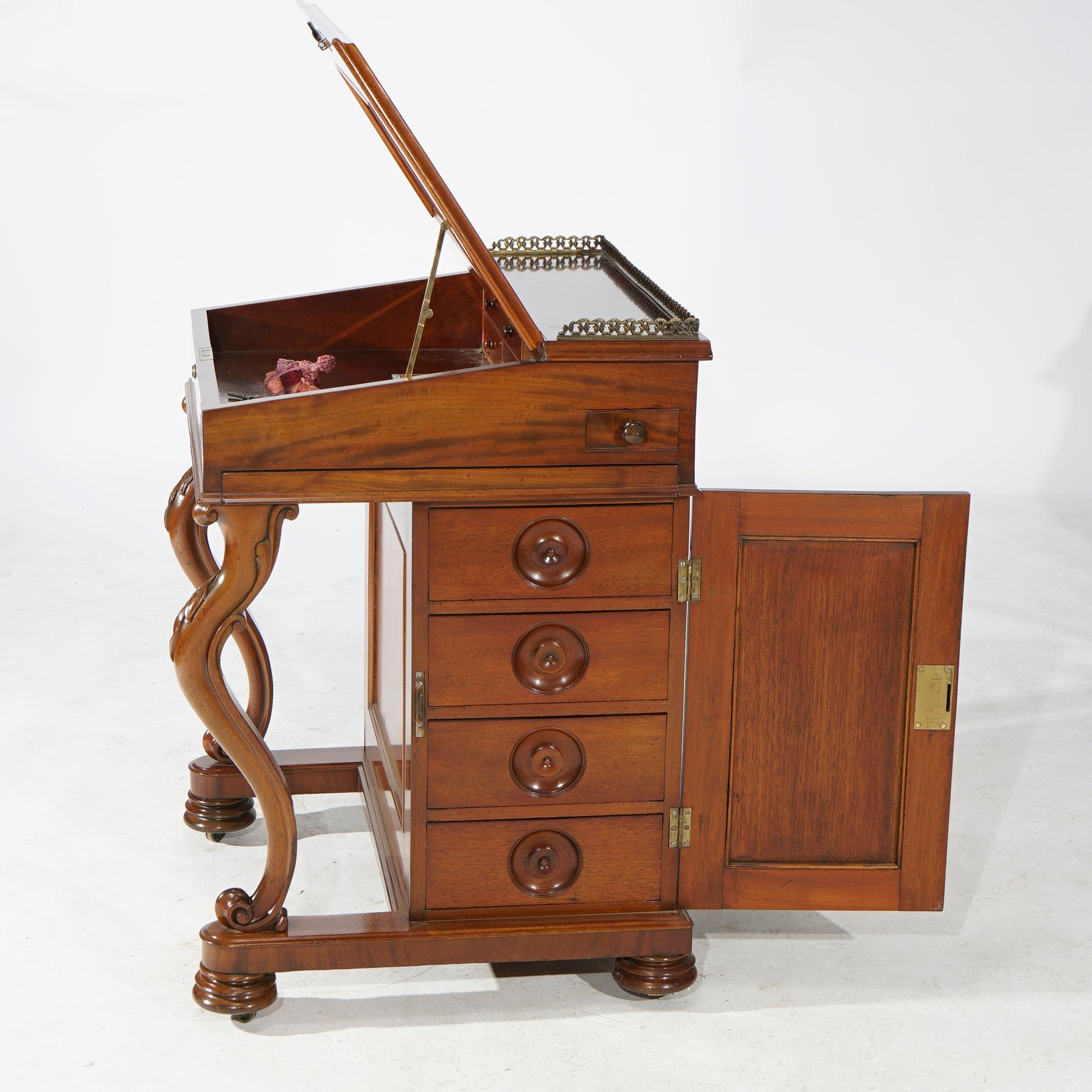 Antique Carved Mahogany Davenport Desk Circa 1890 2