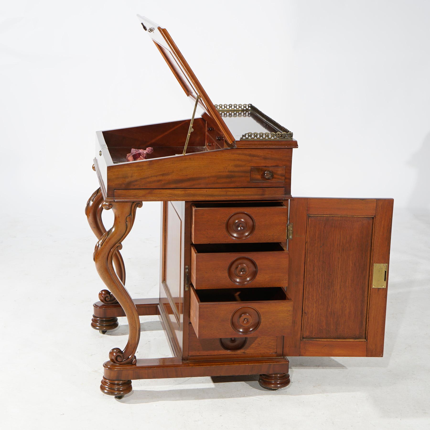 Antique Carved Mahogany Davenport Desk Circa 1890 3