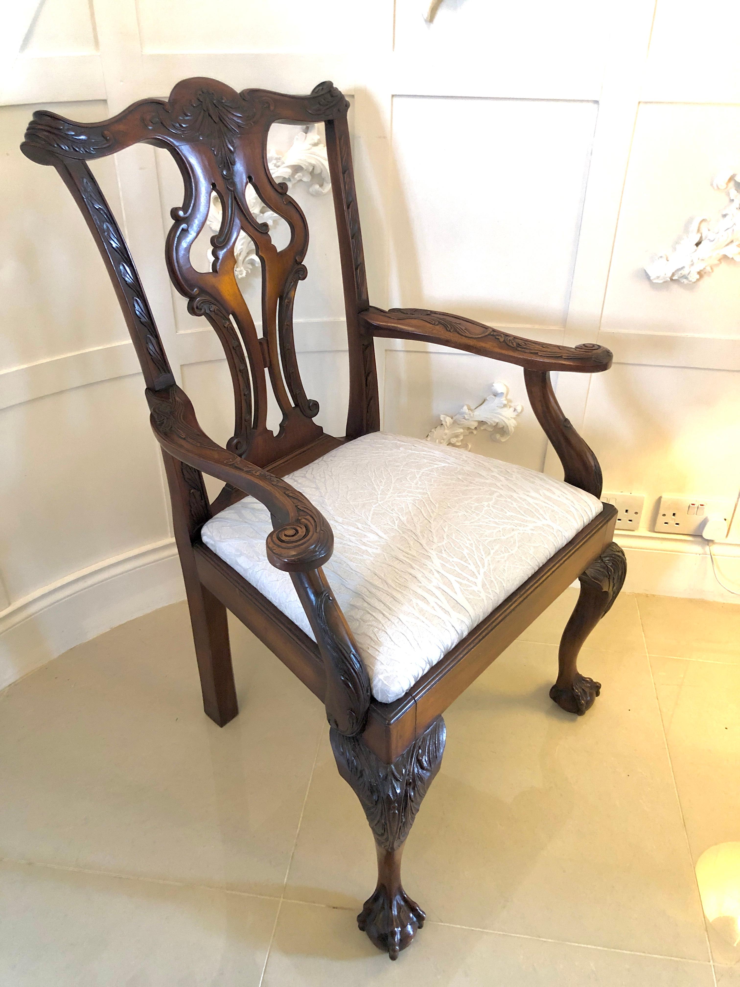 Antique Victorian Carved Mahogany Desk Chair For Sale 4