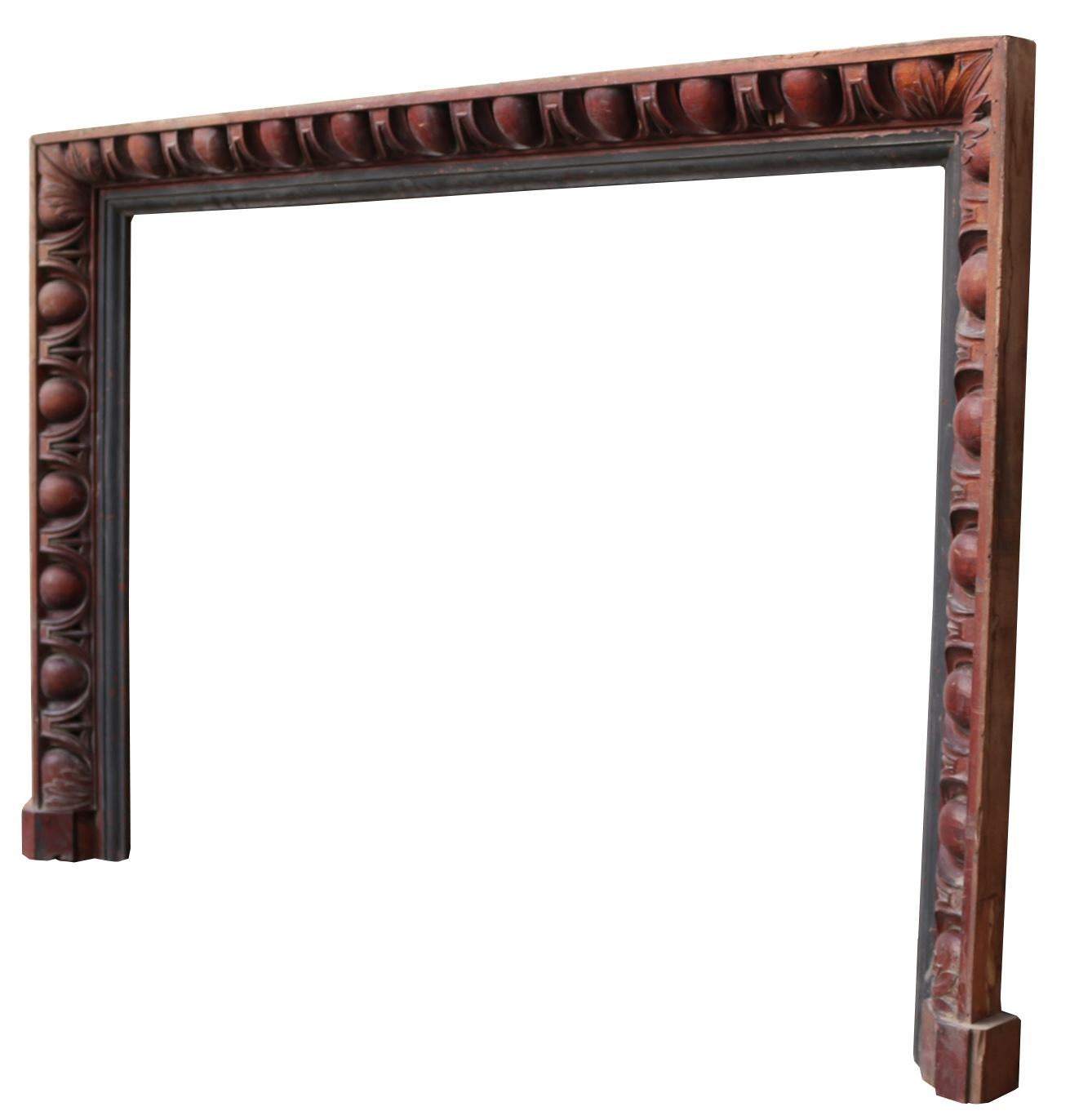 English Antique Carved Mahogany Fire Surround