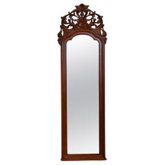 Antique Carved Mahogany Floor Mirror