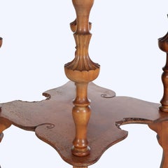 Antique Carved Mahogany Painter’s Palette Parlor Table With Carved Scrolls C1890