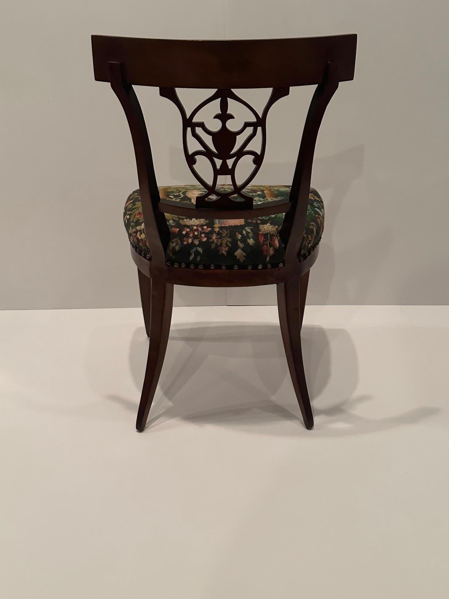 Early 20th Century Antique Carved Mahogany Regency Style Side Chair For Sale