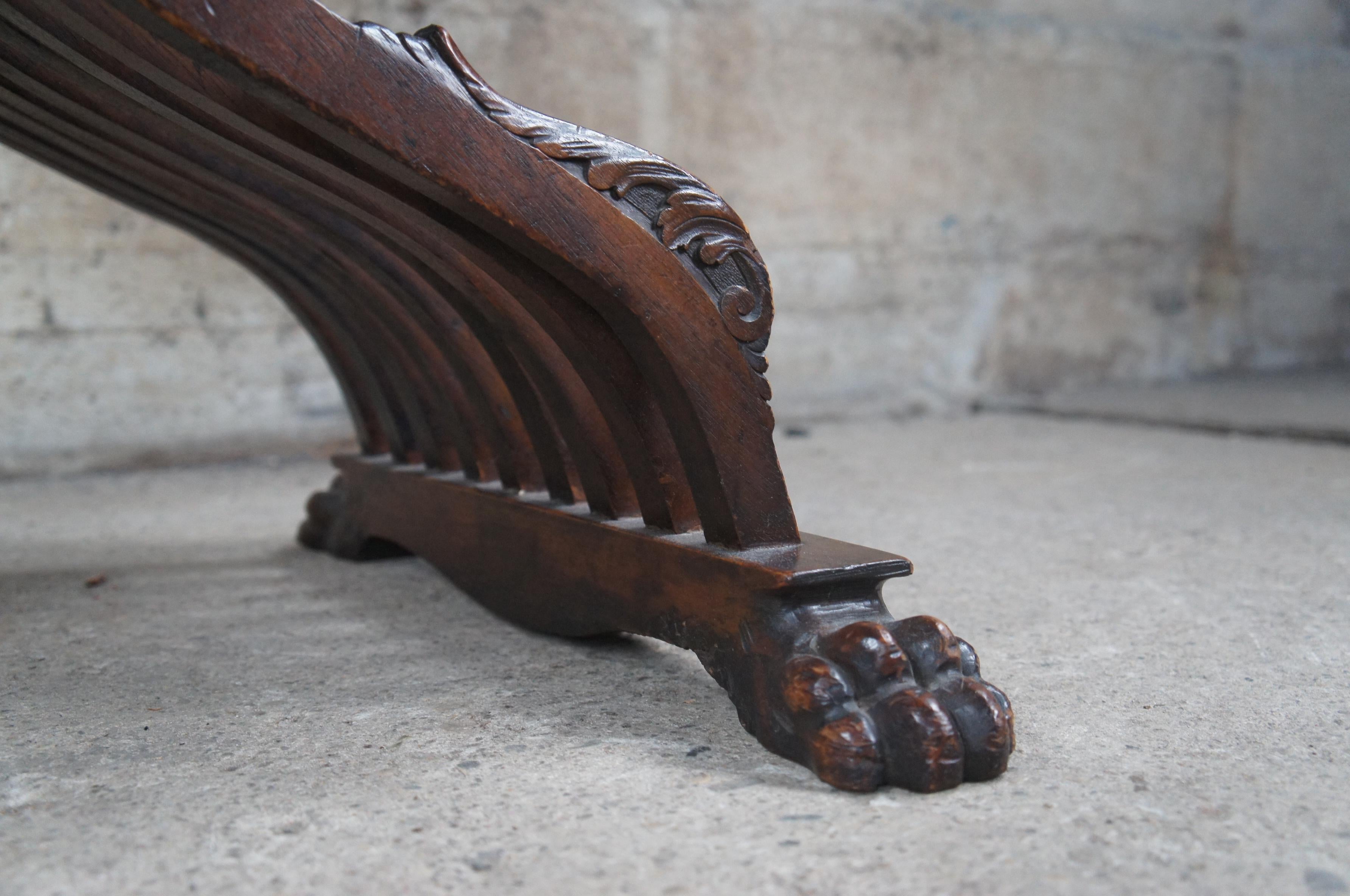 Antique Carved Mahogany Savonarola Folding X Figural Dragon Throne Arm Chair Sea 2