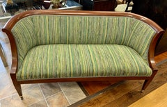 Antique Carved Mahogany Settee Loveseat with New Upholstery