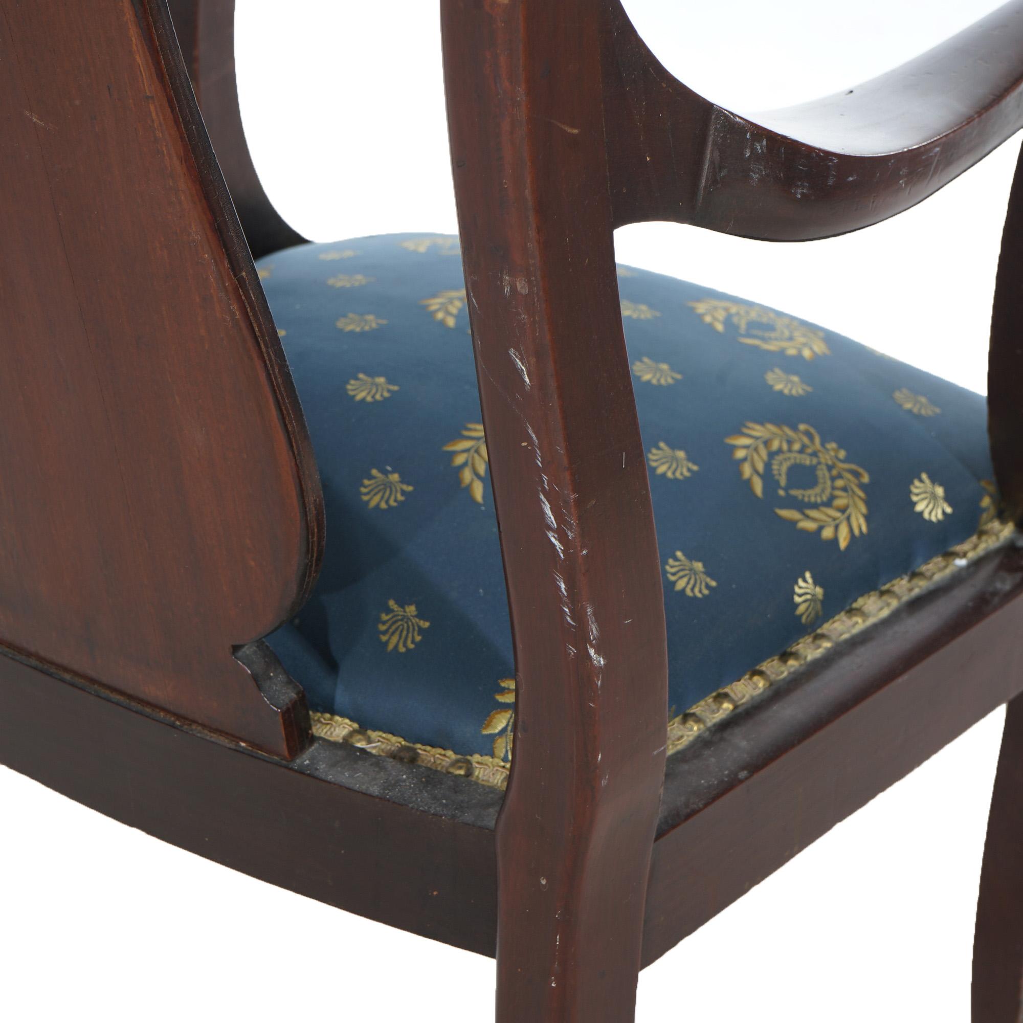 Antique Carved Mahogany Slat-Back Gentleman’s Armchair 19thC For Sale 5