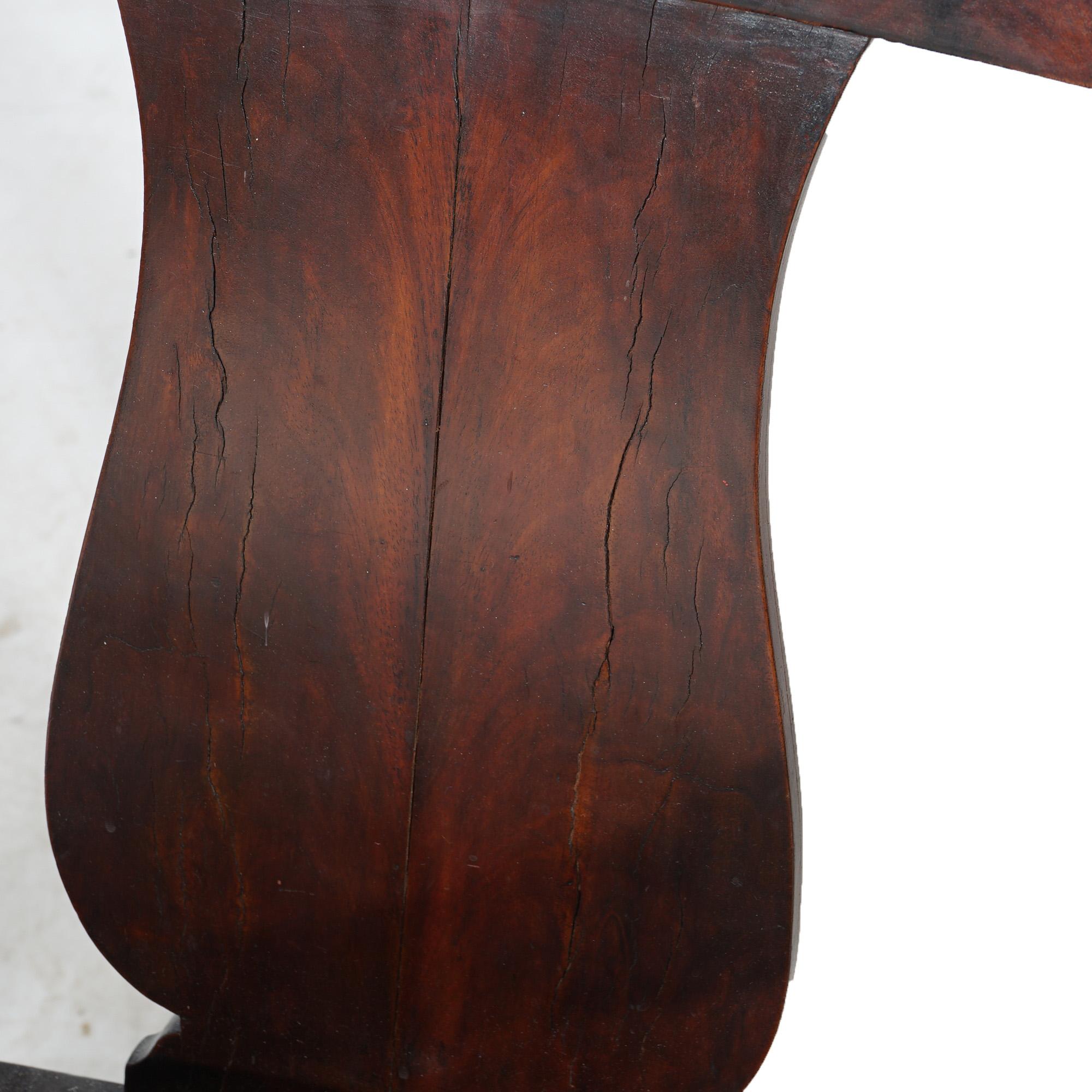 Antique Carved Mahogany Slat-Back Gentleman’s Armchair 19thC For Sale 7