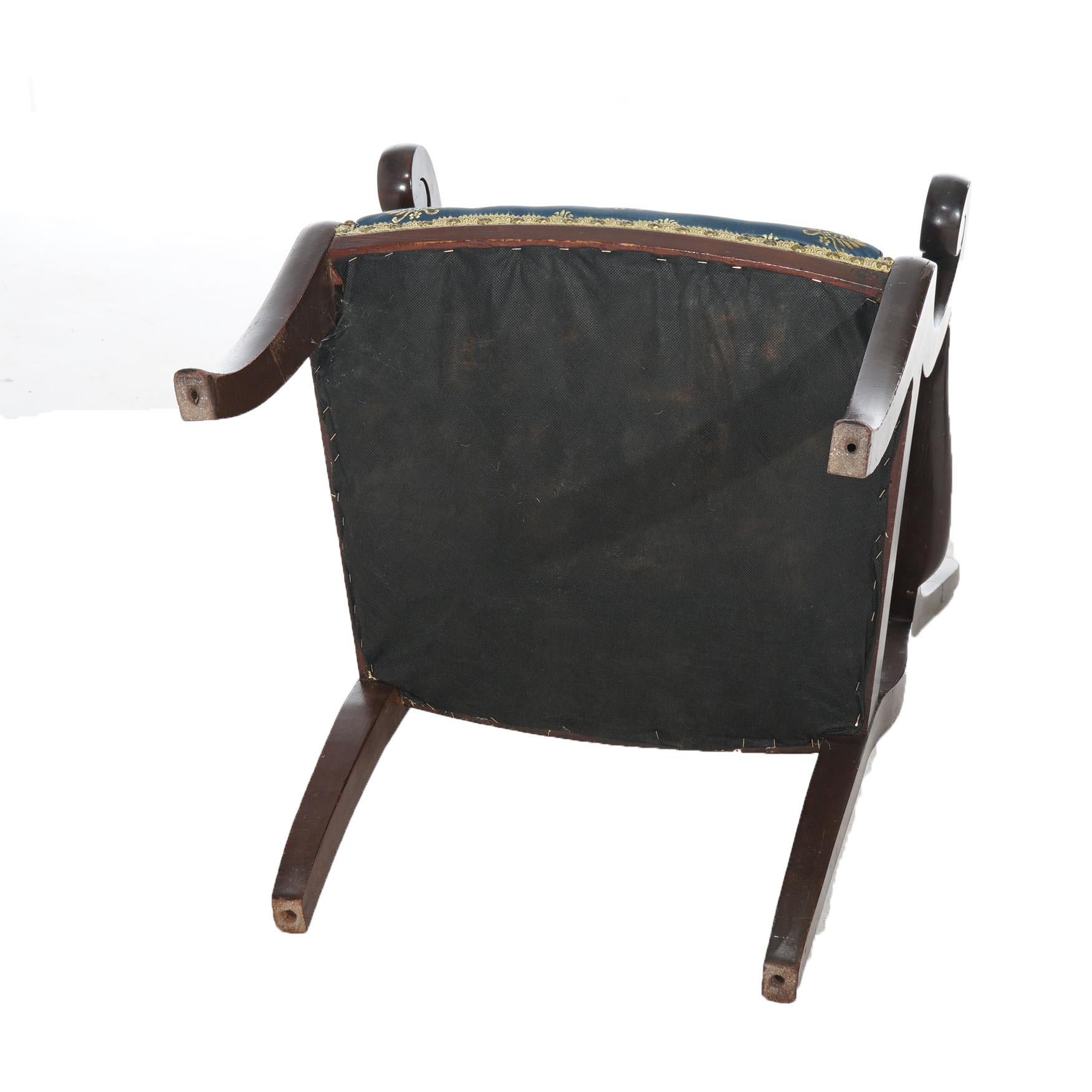 Antique Carved Mahogany Slat-Back Gentleman’s Armchair 19thC For Sale 8