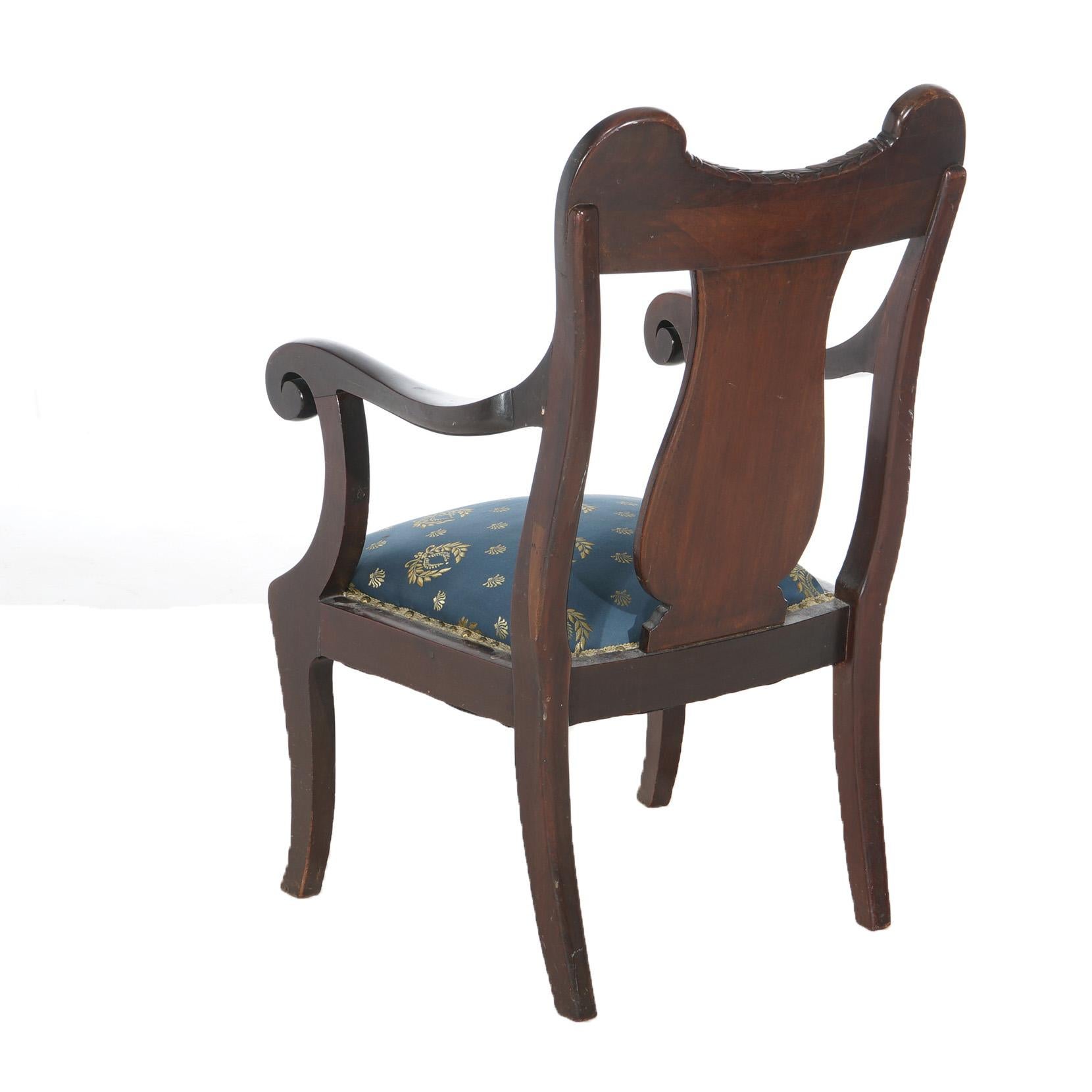 Antique Carved Mahogany Slat-Back Gentleman’s Armchair 19thC For Sale 1