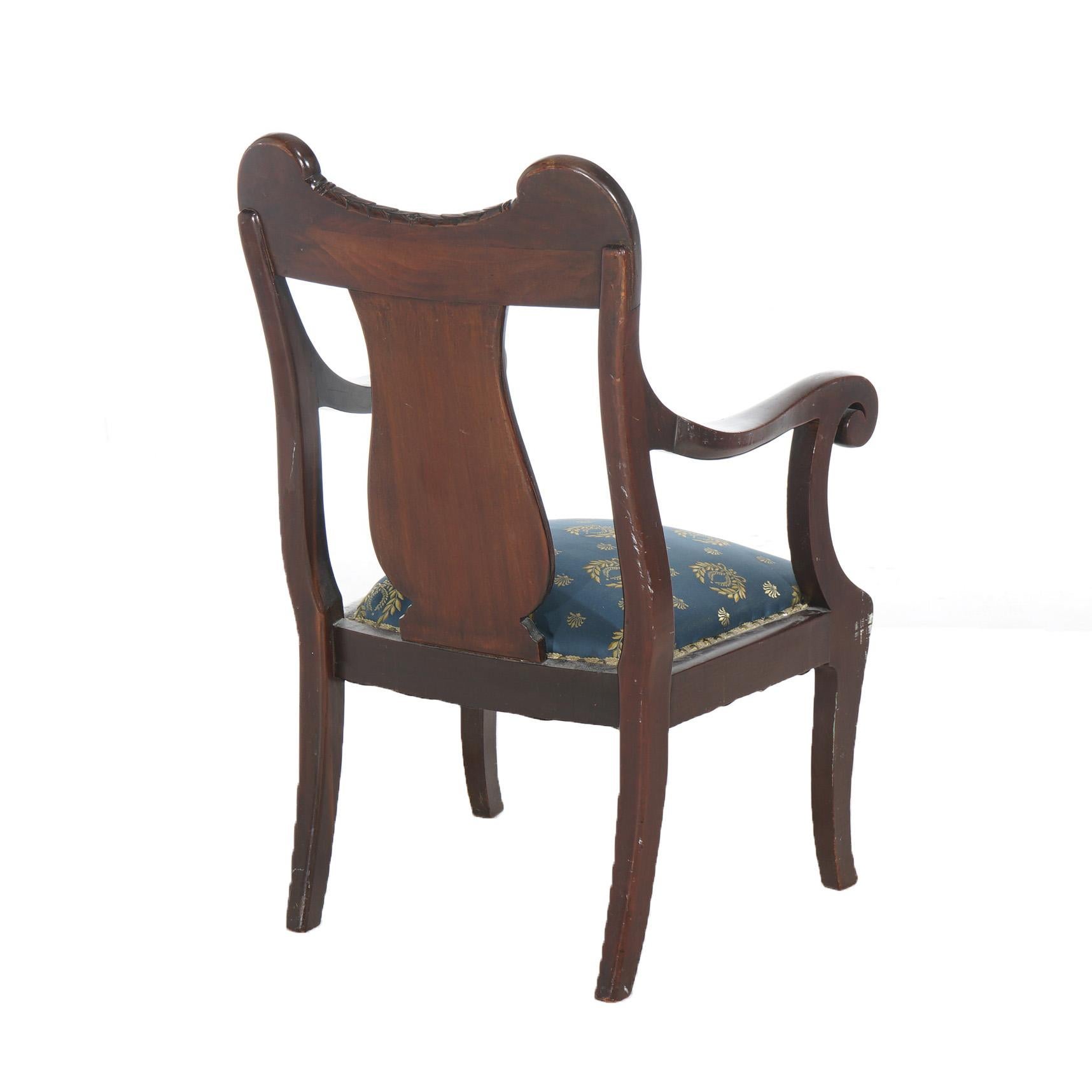 Antique Carved Mahogany Slat-Back Gentleman’s Armchair 19thC For Sale 2