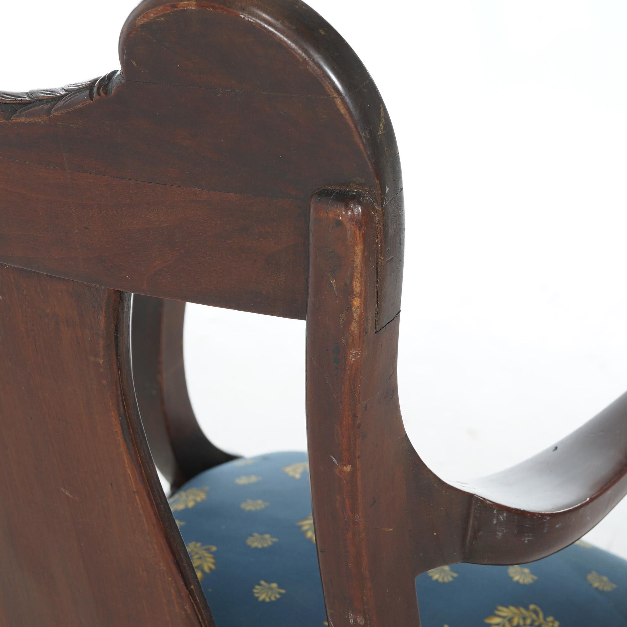 Antique Carved Mahogany Slat-Back Gentleman’s Armchair 19thC For Sale 4