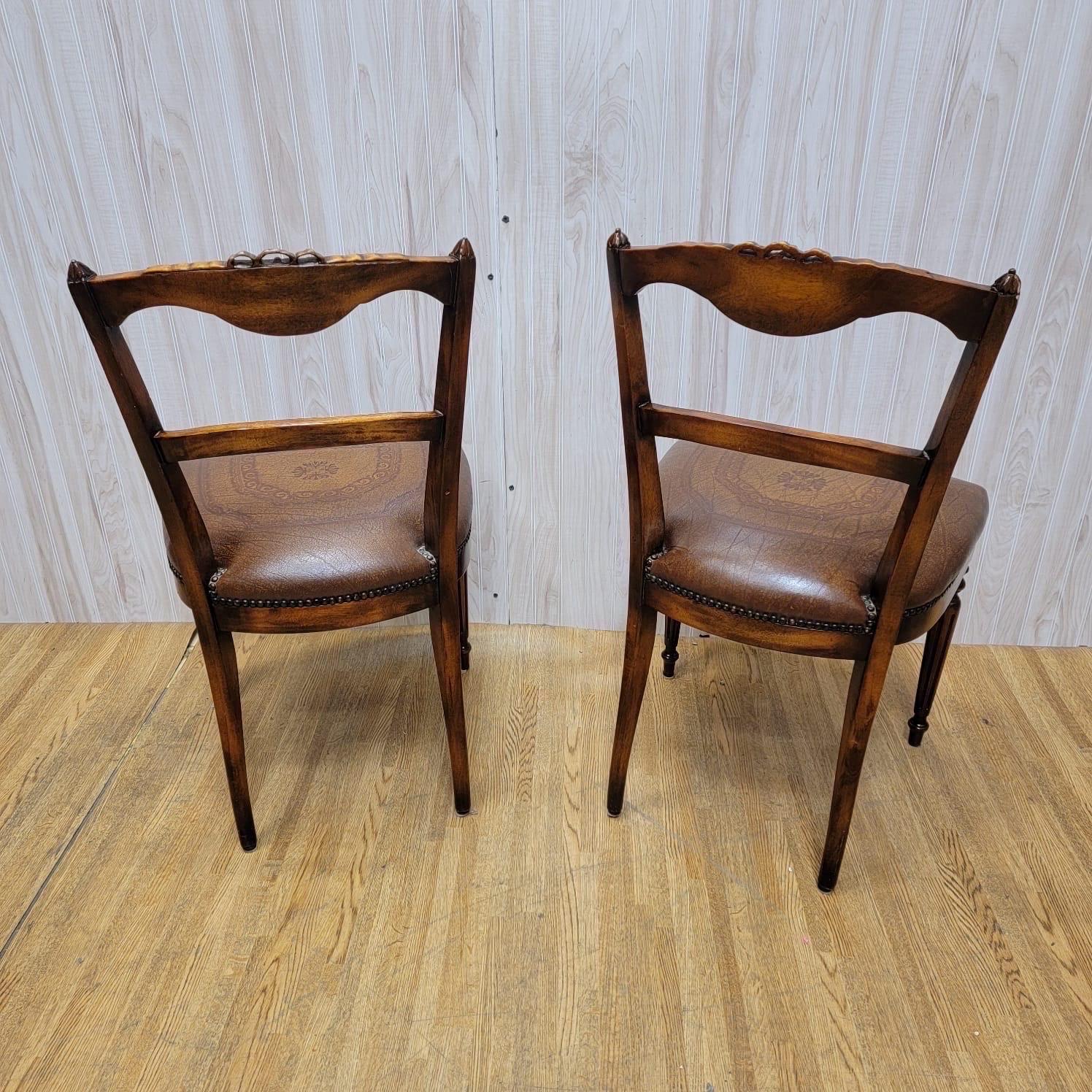 Vintage Theodore Alexander Mahogany Leather Game Table with 2 Chairs For Sale 4