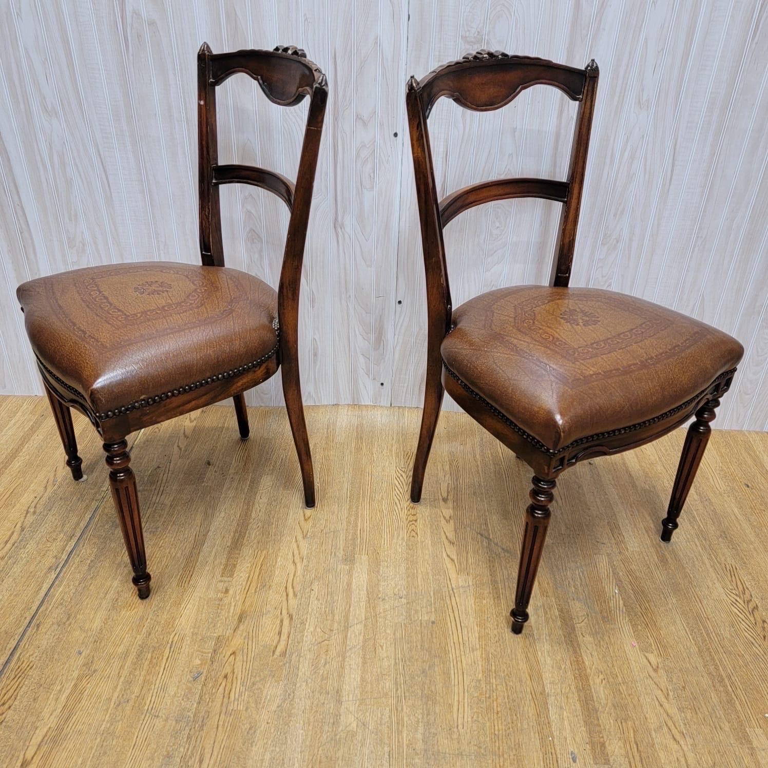 Vintage Theodore Alexander Mahogany Leather Game Table with 2 Chairs For Sale 5