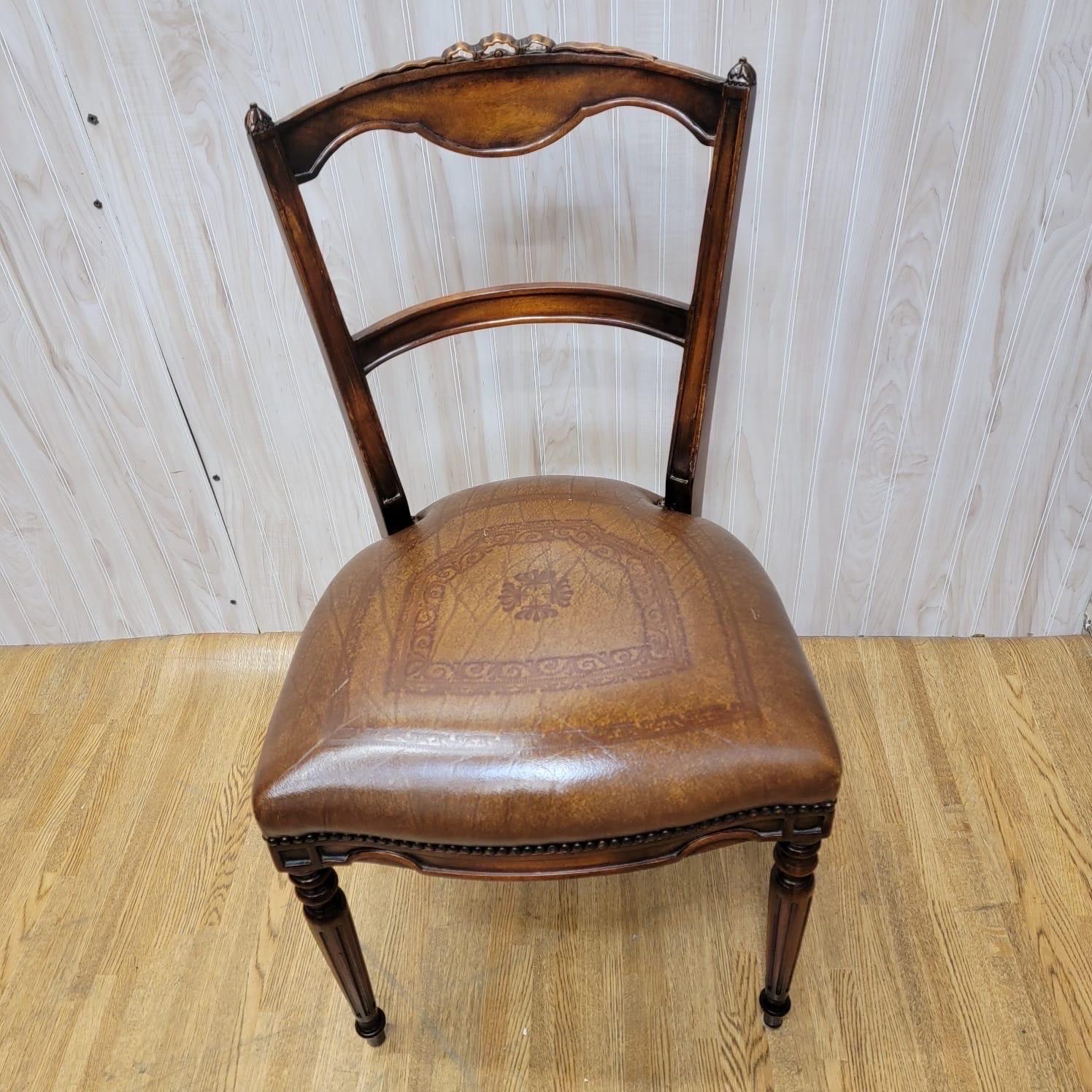 Vintage Theodore Alexander Mahogany Leather Game Table with 2 Chairs For Sale 7