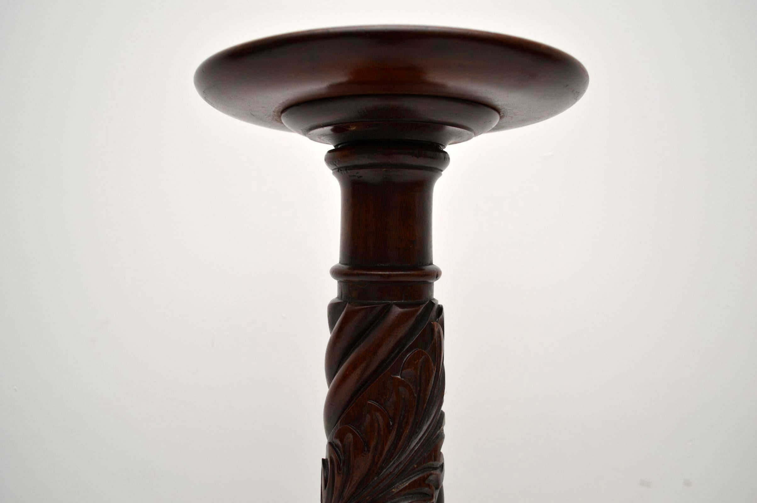 Georgian Antique Carved Mahogany Torchere Stand