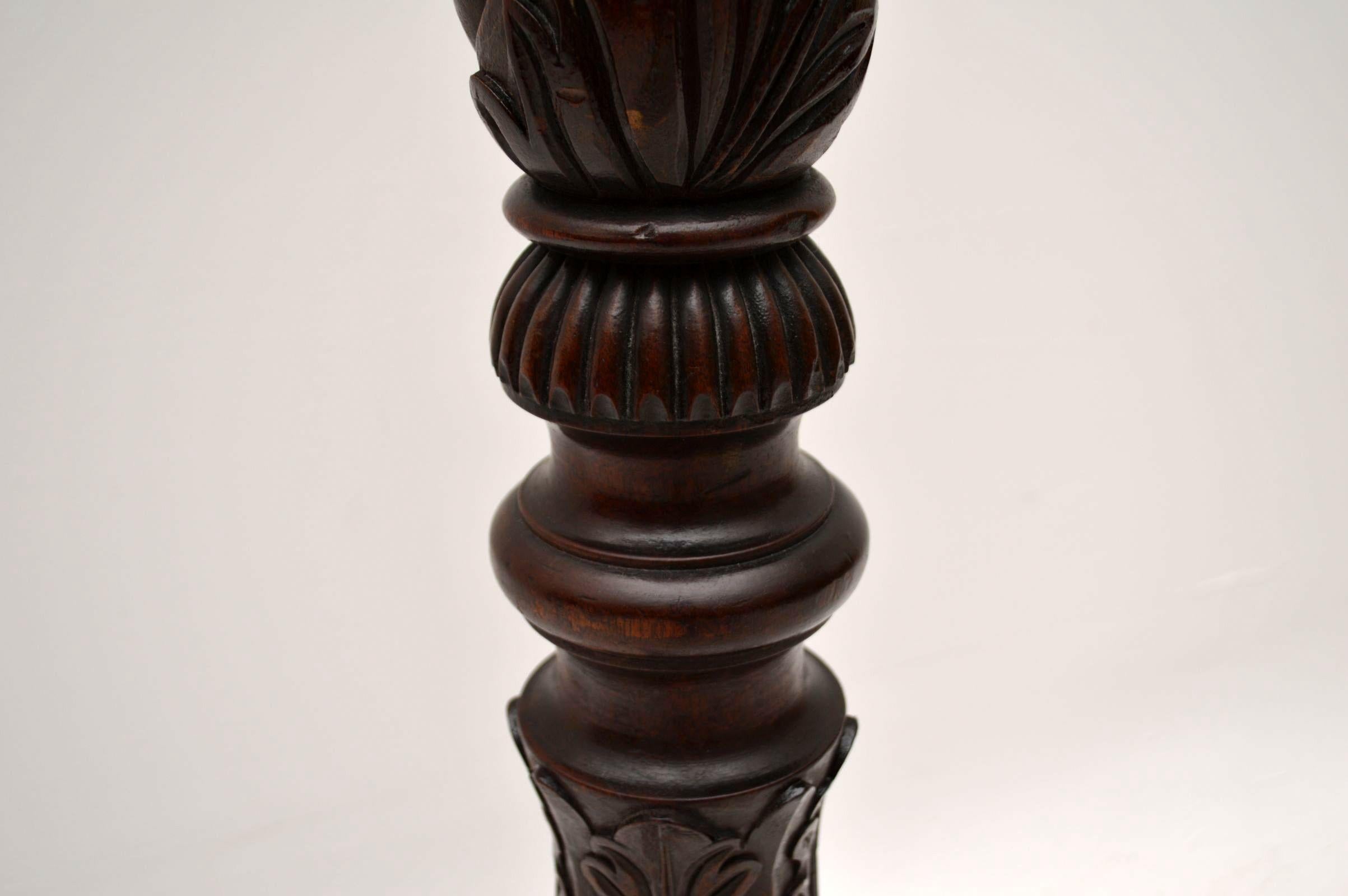 Mid-19th Century Antique Carved Mahogany Torchere Stand