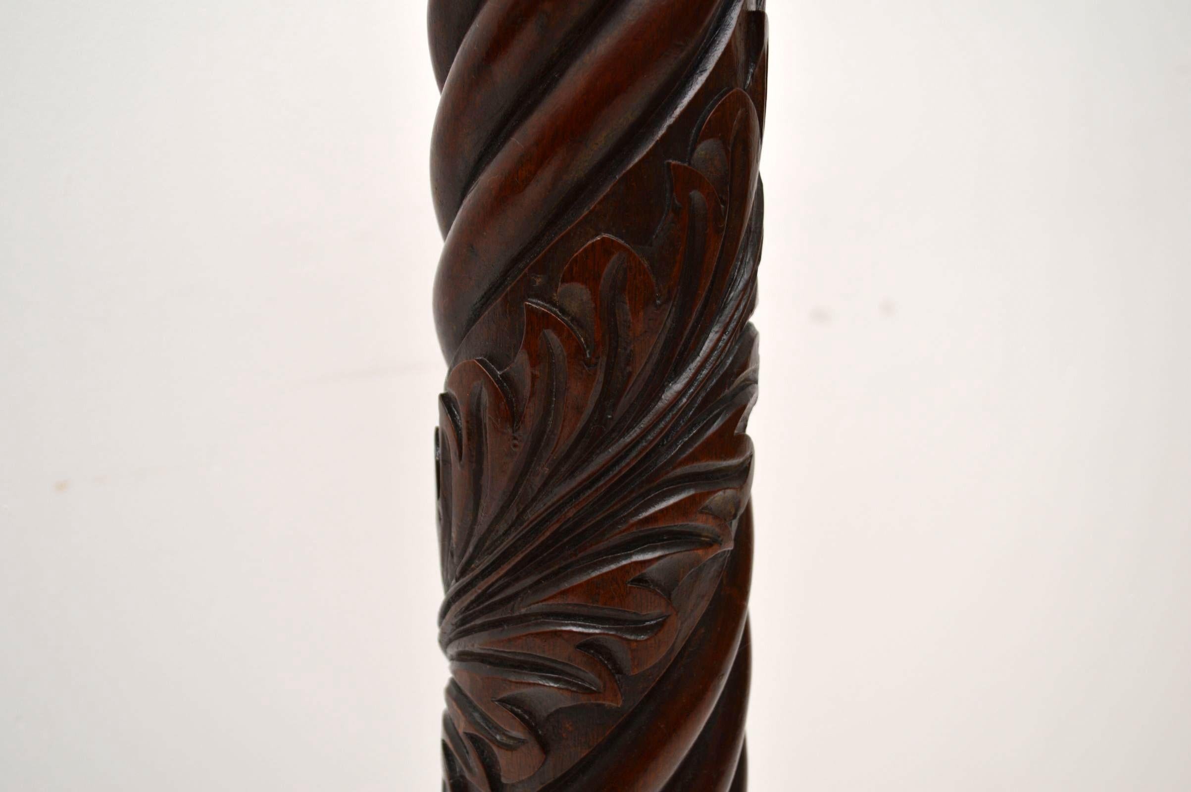 Antique Carved Mahogany Torchere Stand 1