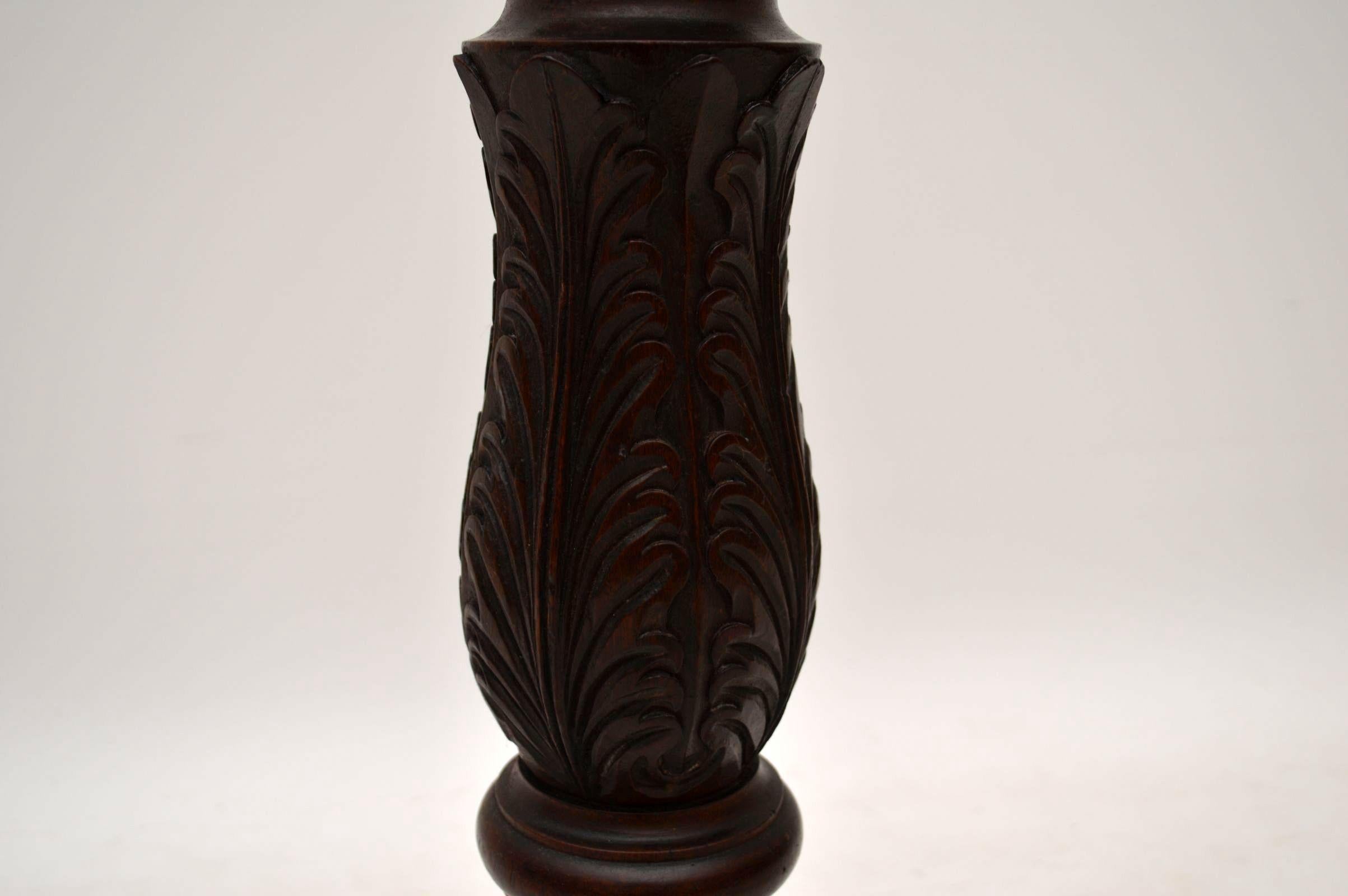 Antique Carved Mahogany Torchere Stand 2