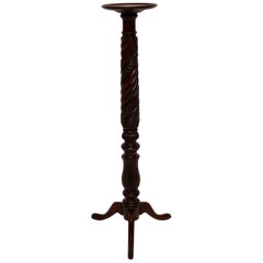 Antique Carved Mahogany Torchere Stand