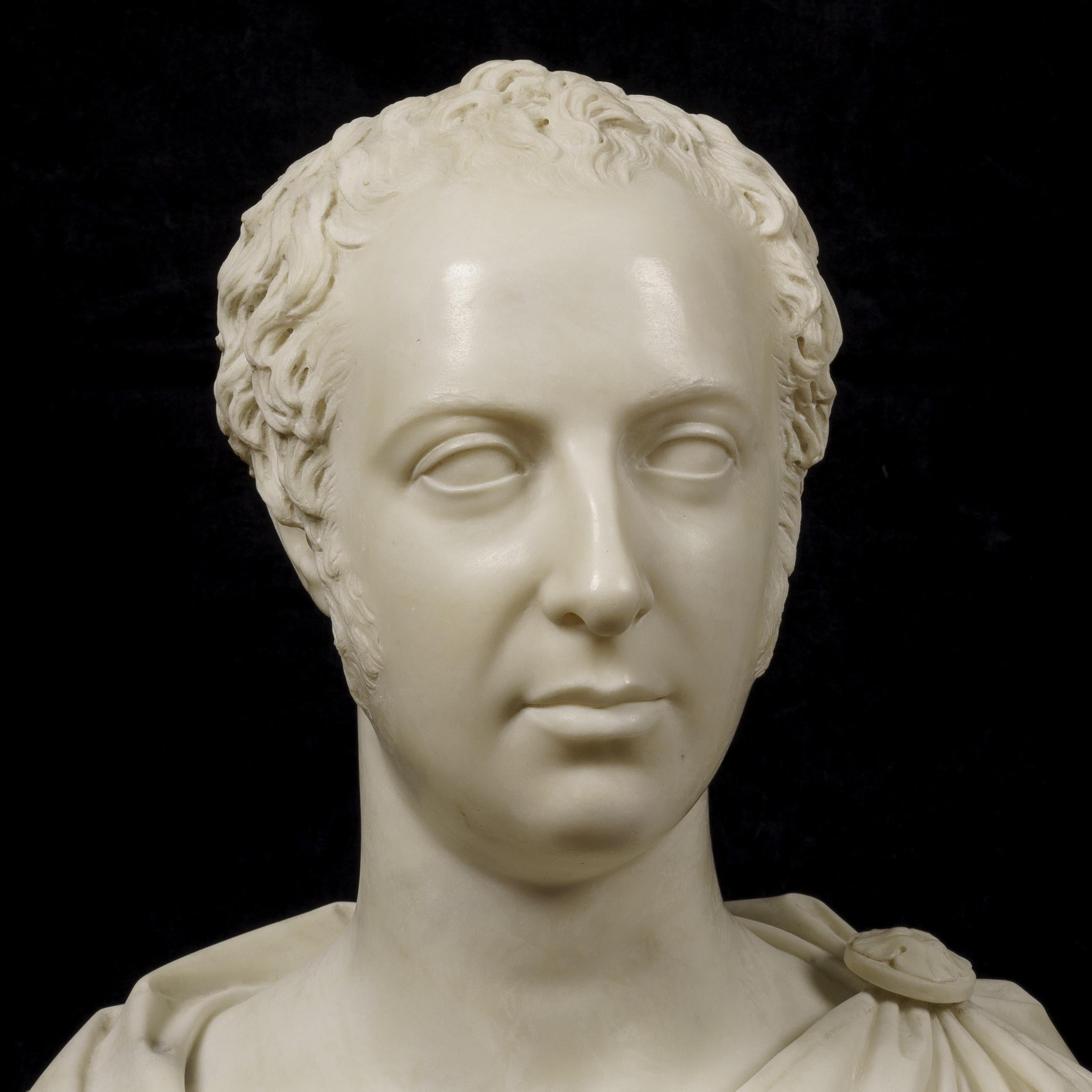 Neoclassico Antico busto in marmo intagliato in stile neoclassico in vendita