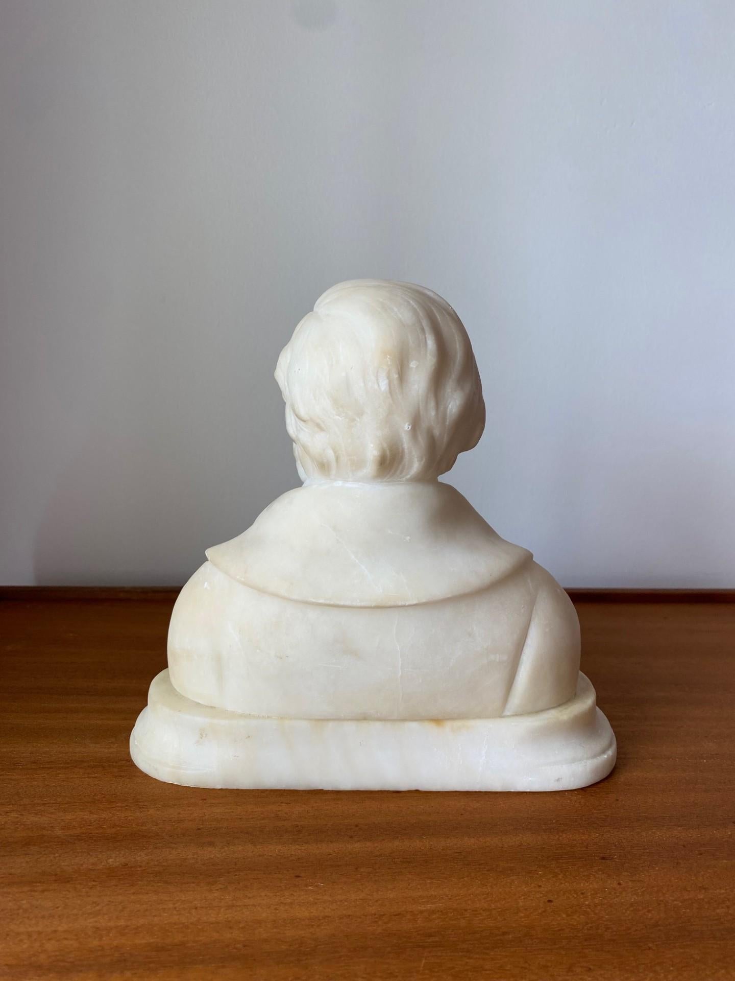 Italian Antique Carved Marble Bust of Composer Richard Wagner marked ‘Wagner’ Italy For Sale