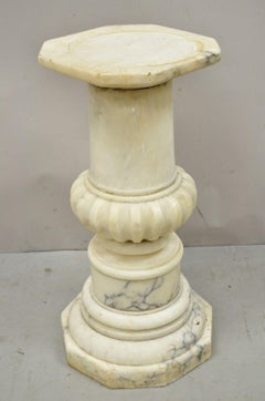 Antique Carved Marble Column Neoclassical Style 25" Regency Plant Stand Pedestal
