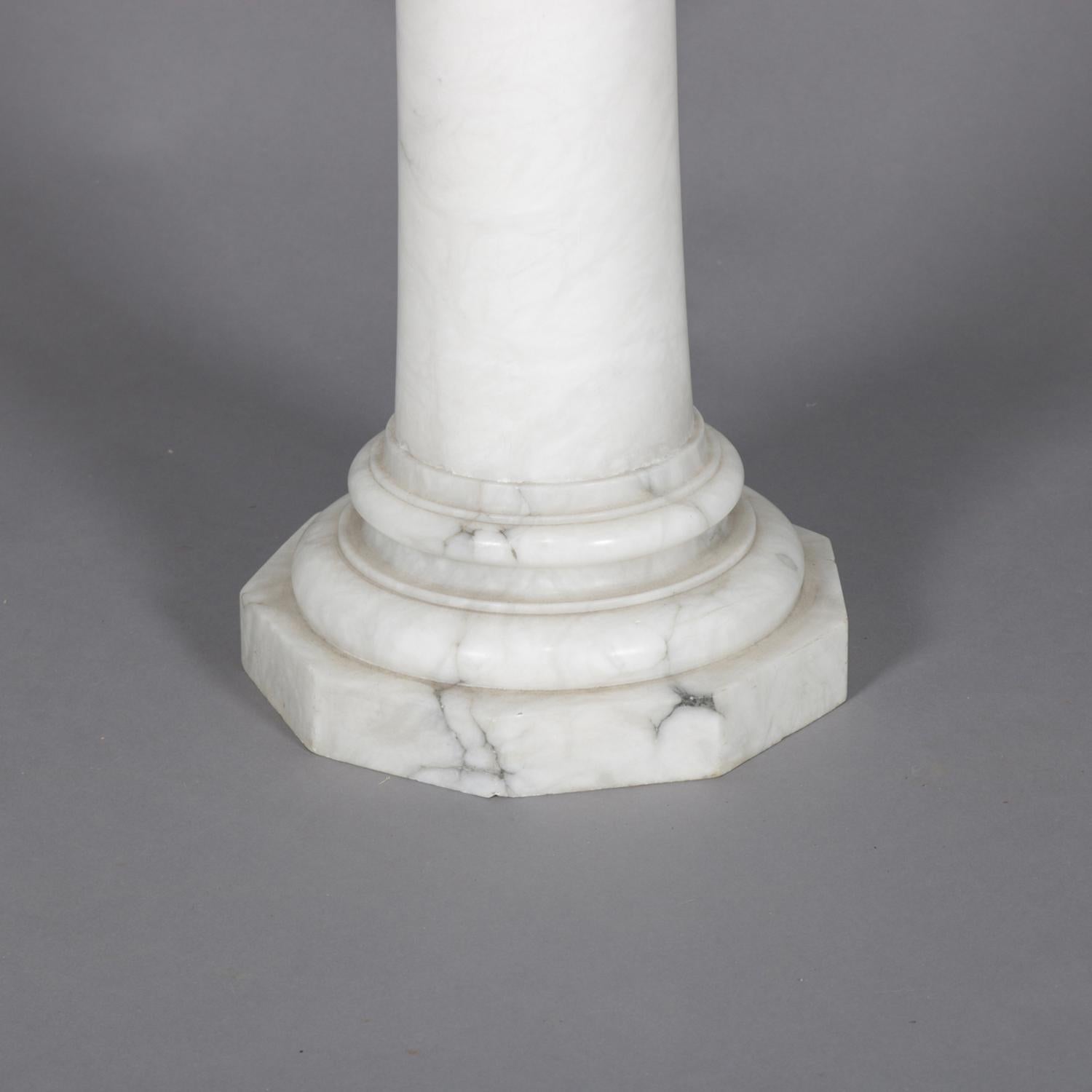 Antique Carved Marble Corinthian Column Grape and Leaf Sculpture Pedestal In Good Condition In Big Flats, NY