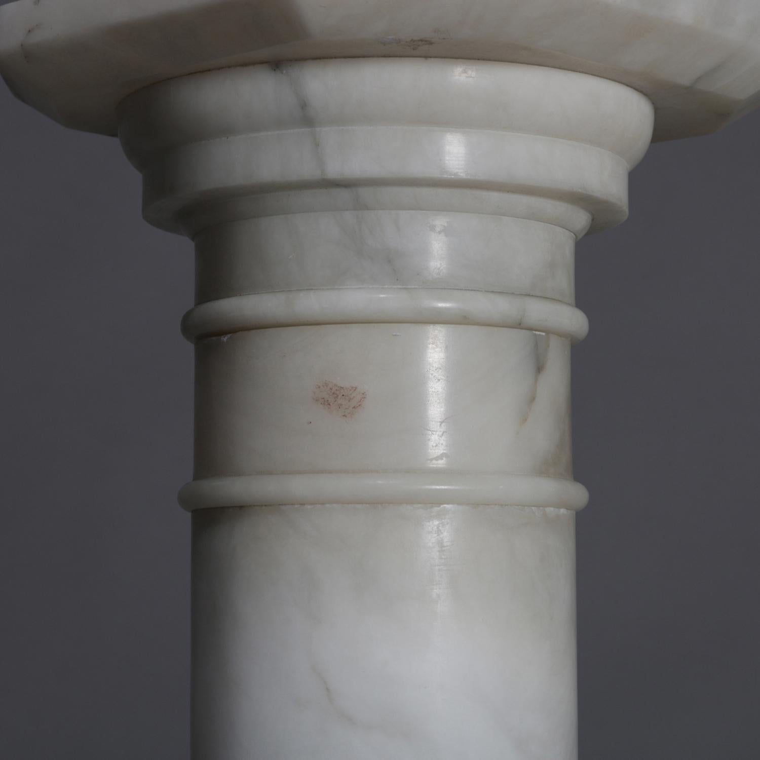 Antique Carved Marble Corinthian Column Grape and Leaf Sculpture Pedestal 1