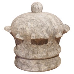 Antique Carved Marble Crown Finial from Italy, 19th Century