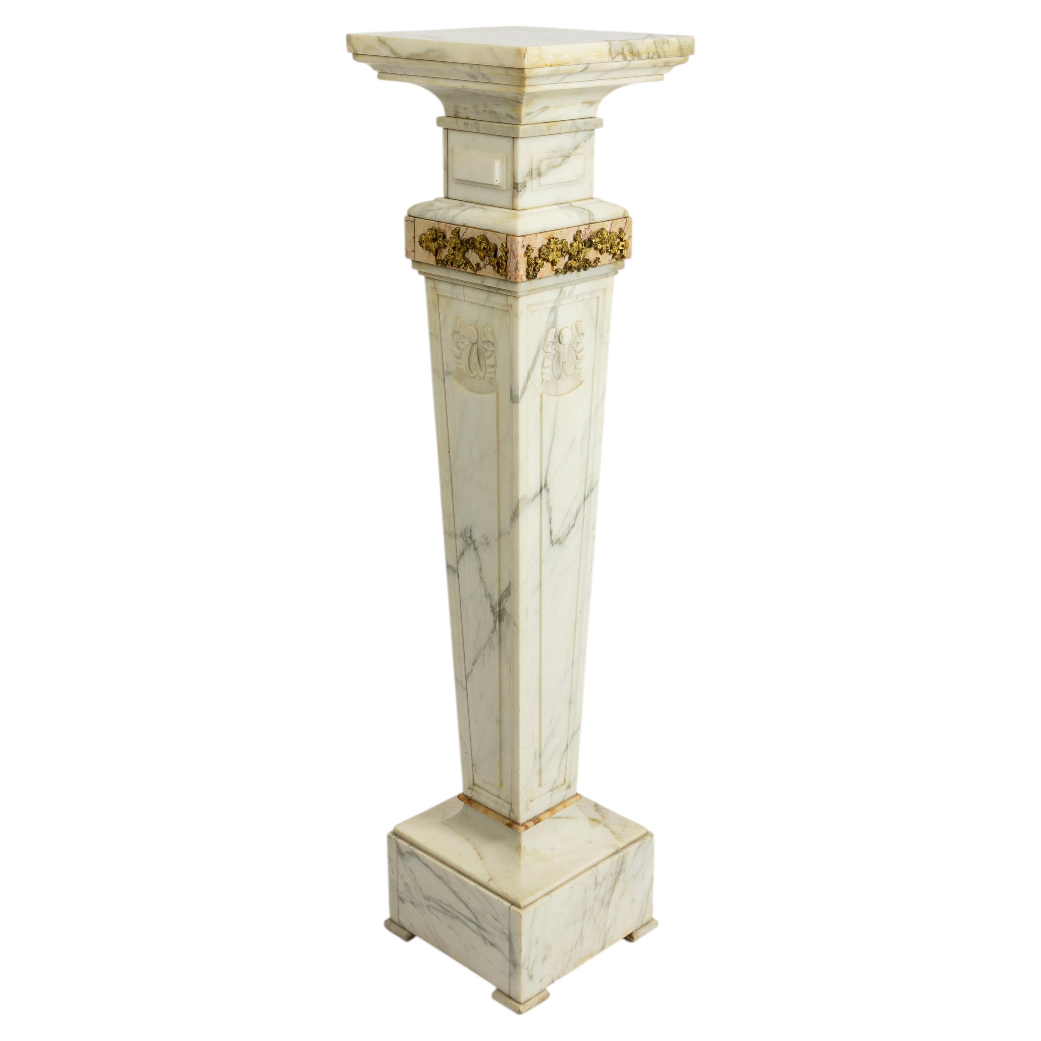 Antique carved marble Louis XVI colon or pedestal For Sale