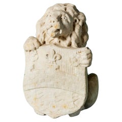 Antique Carved Marble Statue of a Heraldic Lion