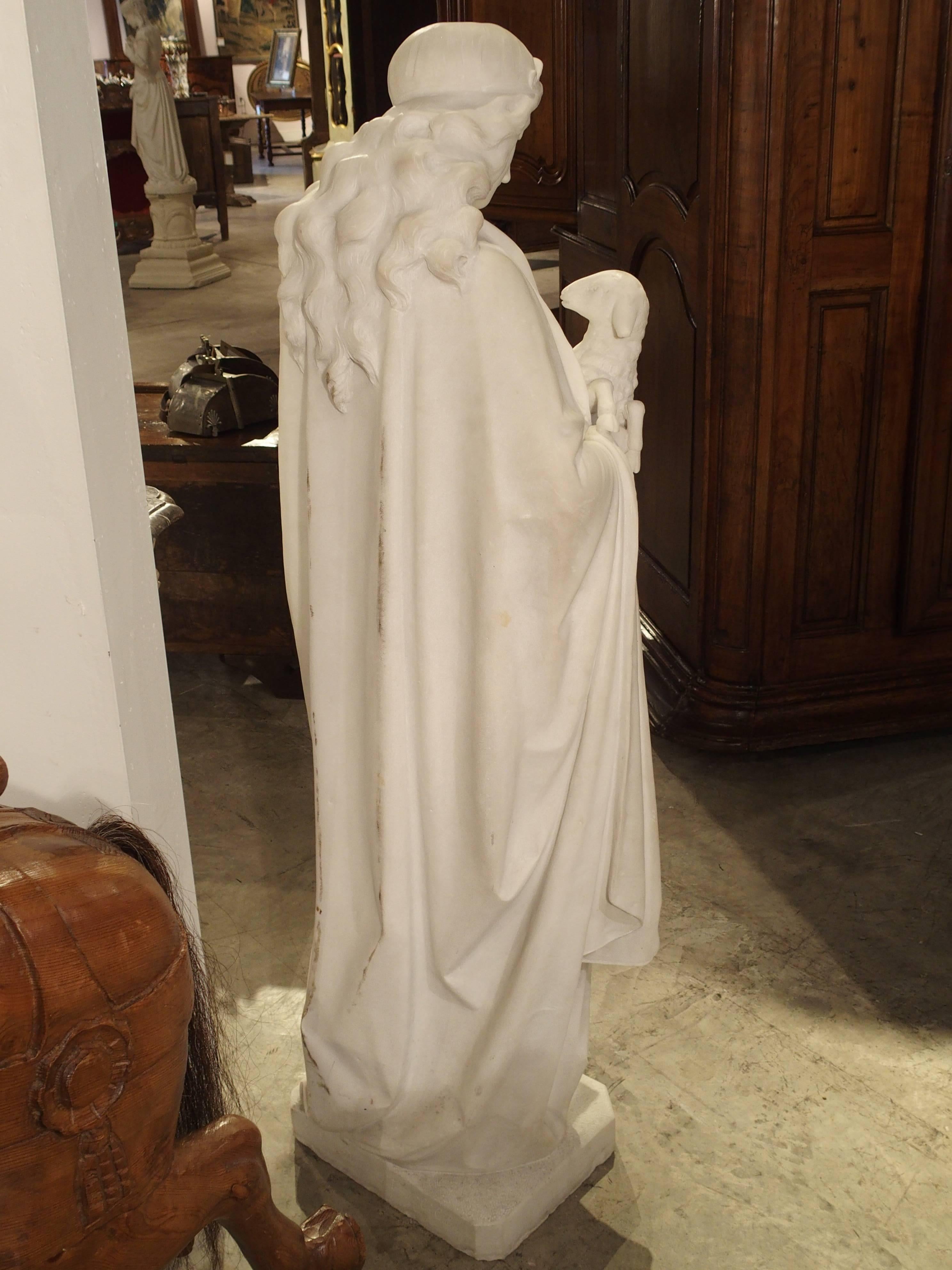 Antique Carved Marble Statue of St. Agnes by Daprato Rigali 2