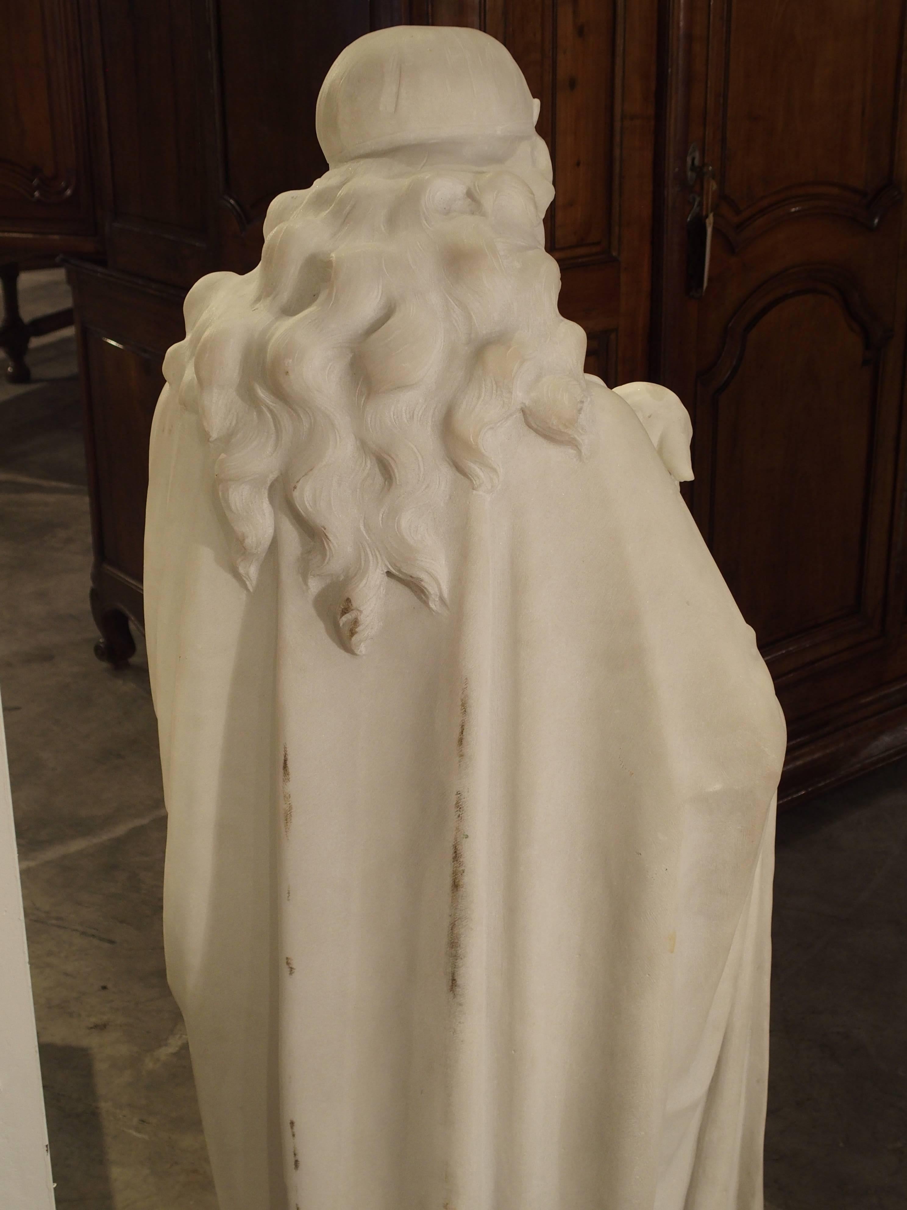 Antique Carved Marble Statue of St. Agnes by Daprato Rigali 3