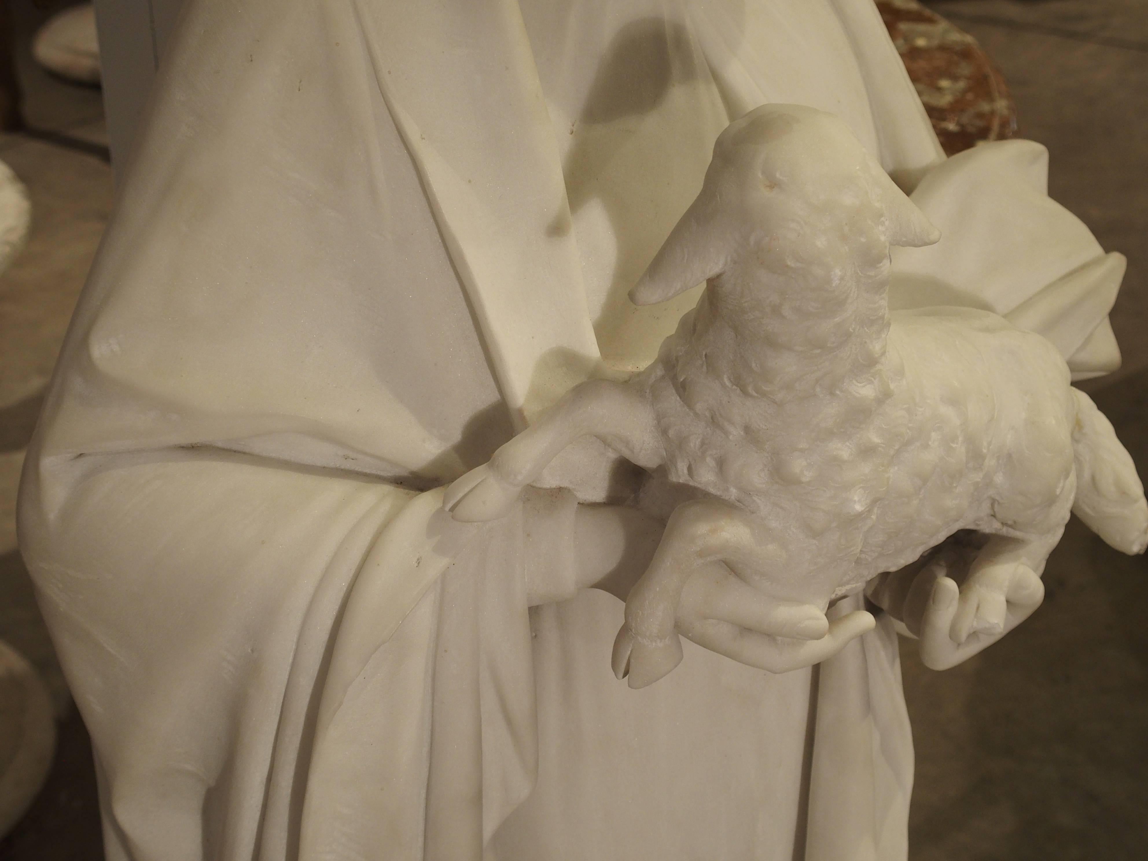 Antique Carved Marble Statue of St. Agnes by Daprato Rigali 5