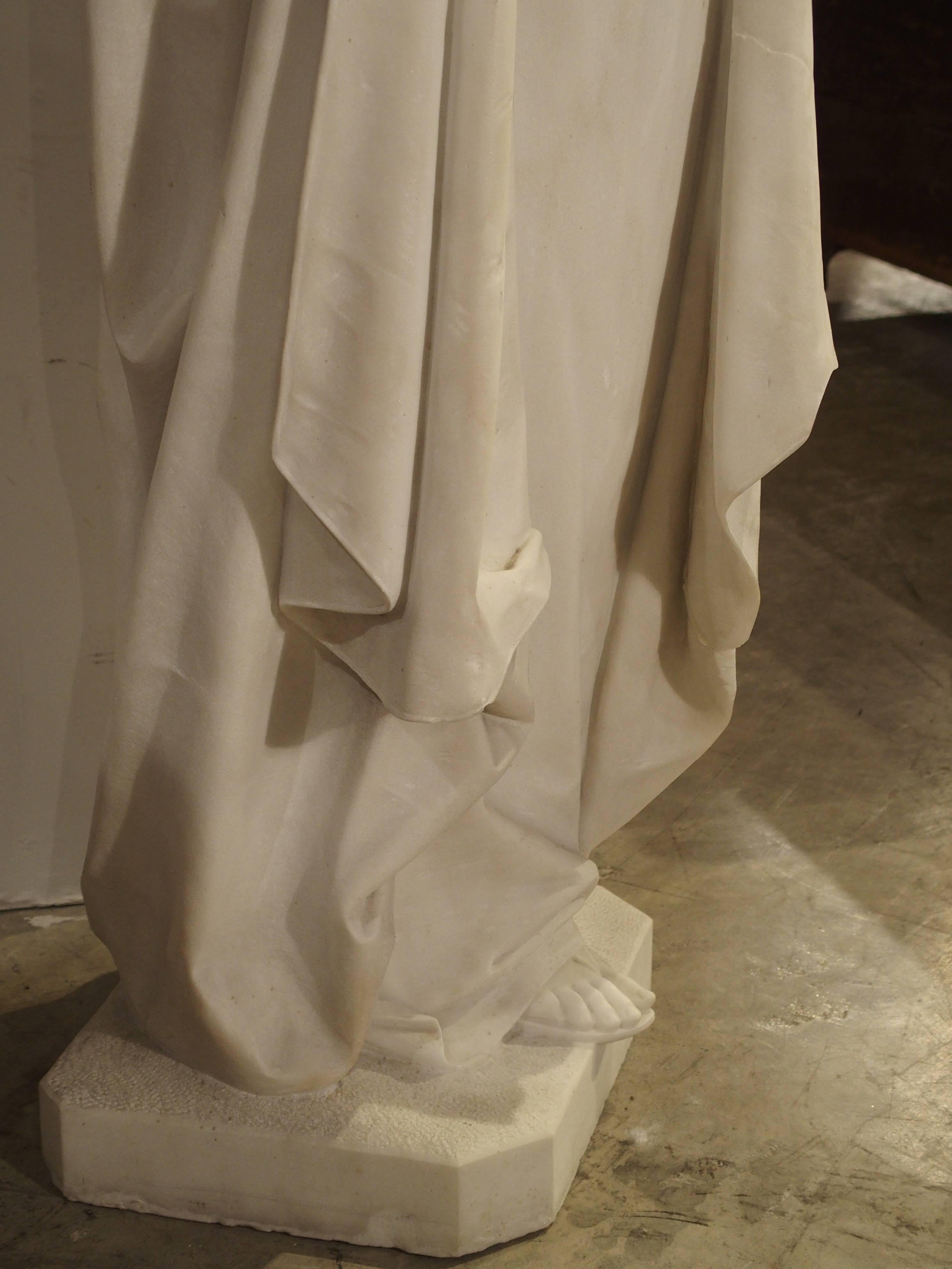 Antique Carved Marble Statue of St. Agnes by Daprato Rigali 6