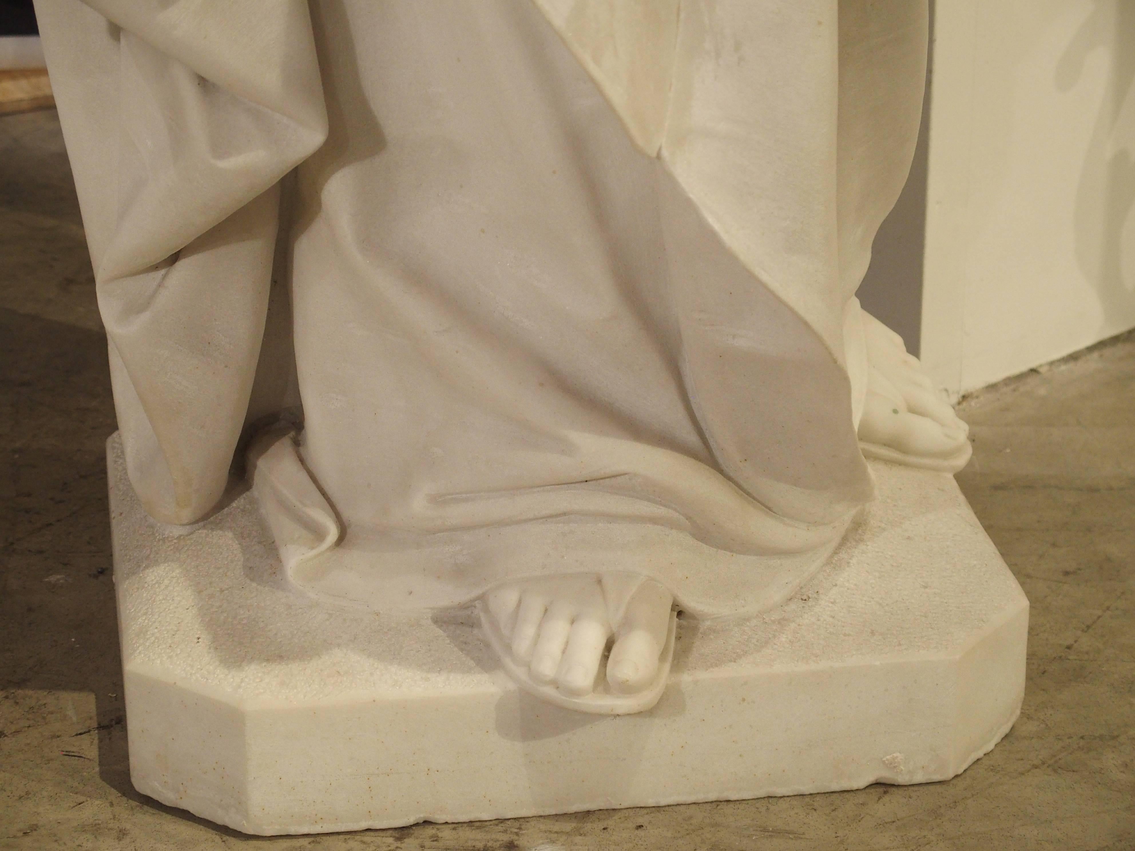 Antique Carved Marble Statue of St. Agnes by Daprato Rigali 7